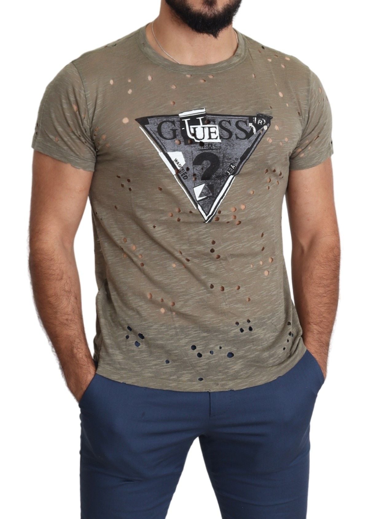 Guess Chic Brown Cotton Stretch Men's T-Shirt