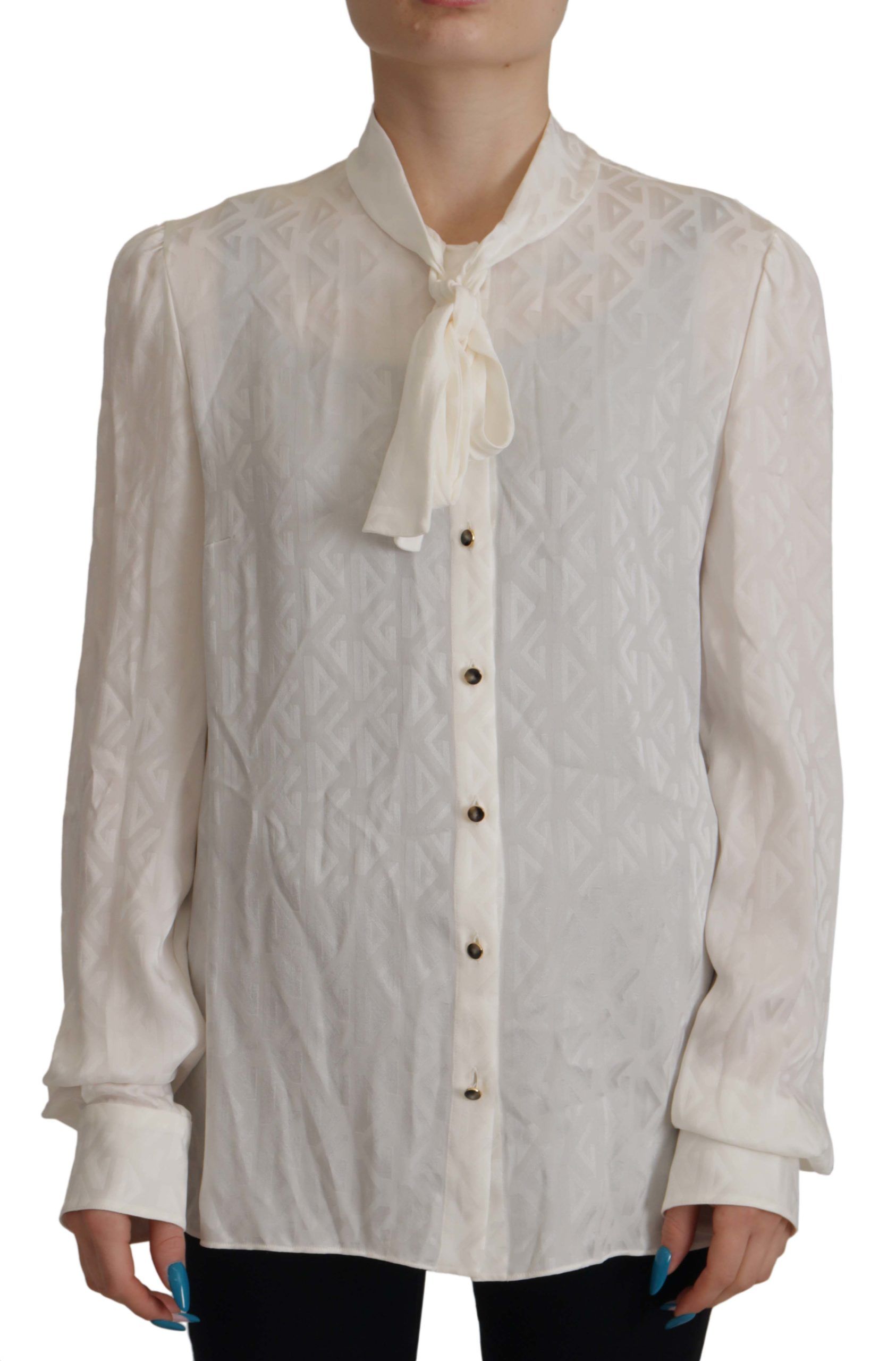 Dolce & Gabbana Elegant Silk Ascot Collar Women's Blouse