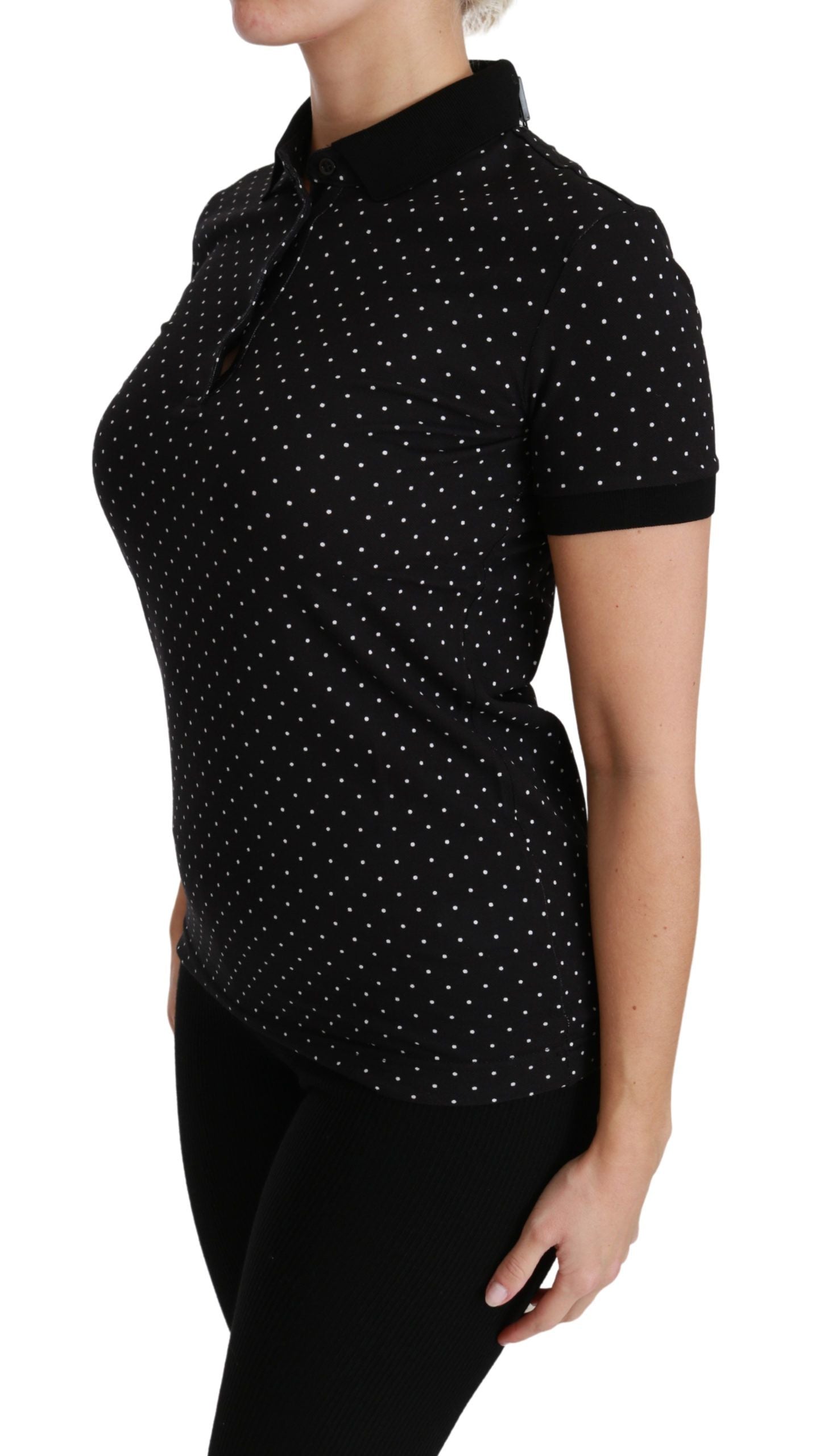 Dolce & Gabbana Elegant Black Dotted Polo Women's Shirt