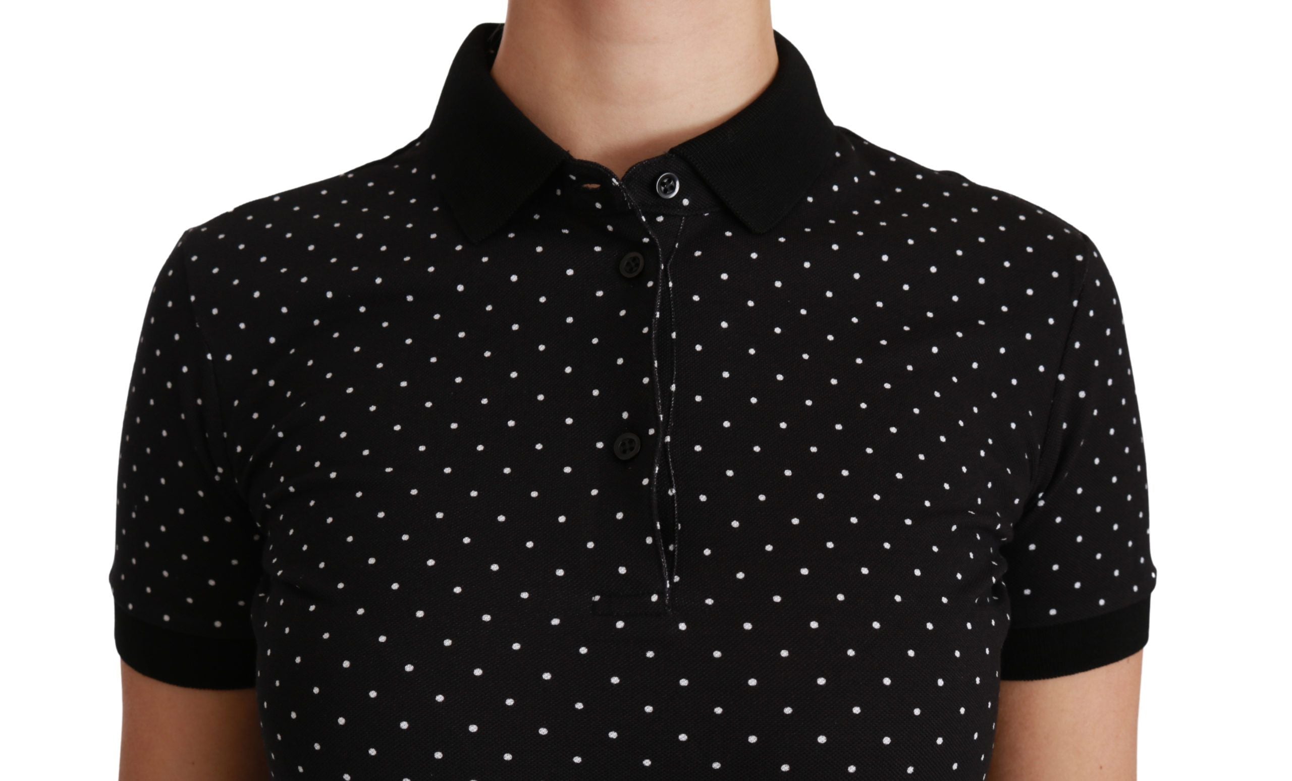 Dolce & Gabbana Elegant Black Dotted Polo Women's Shirt