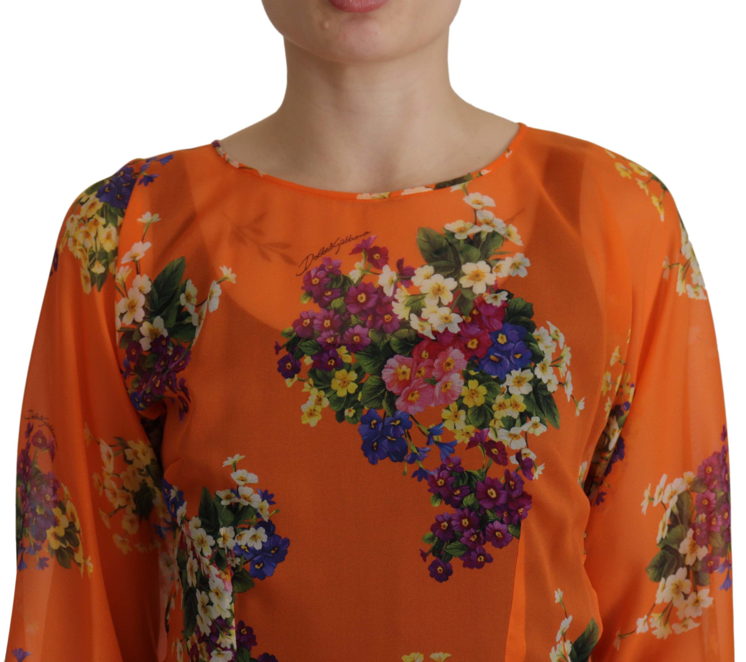 Dolce & Gabbana Elegant Floral Silk Blouse with Back Women's Zipper