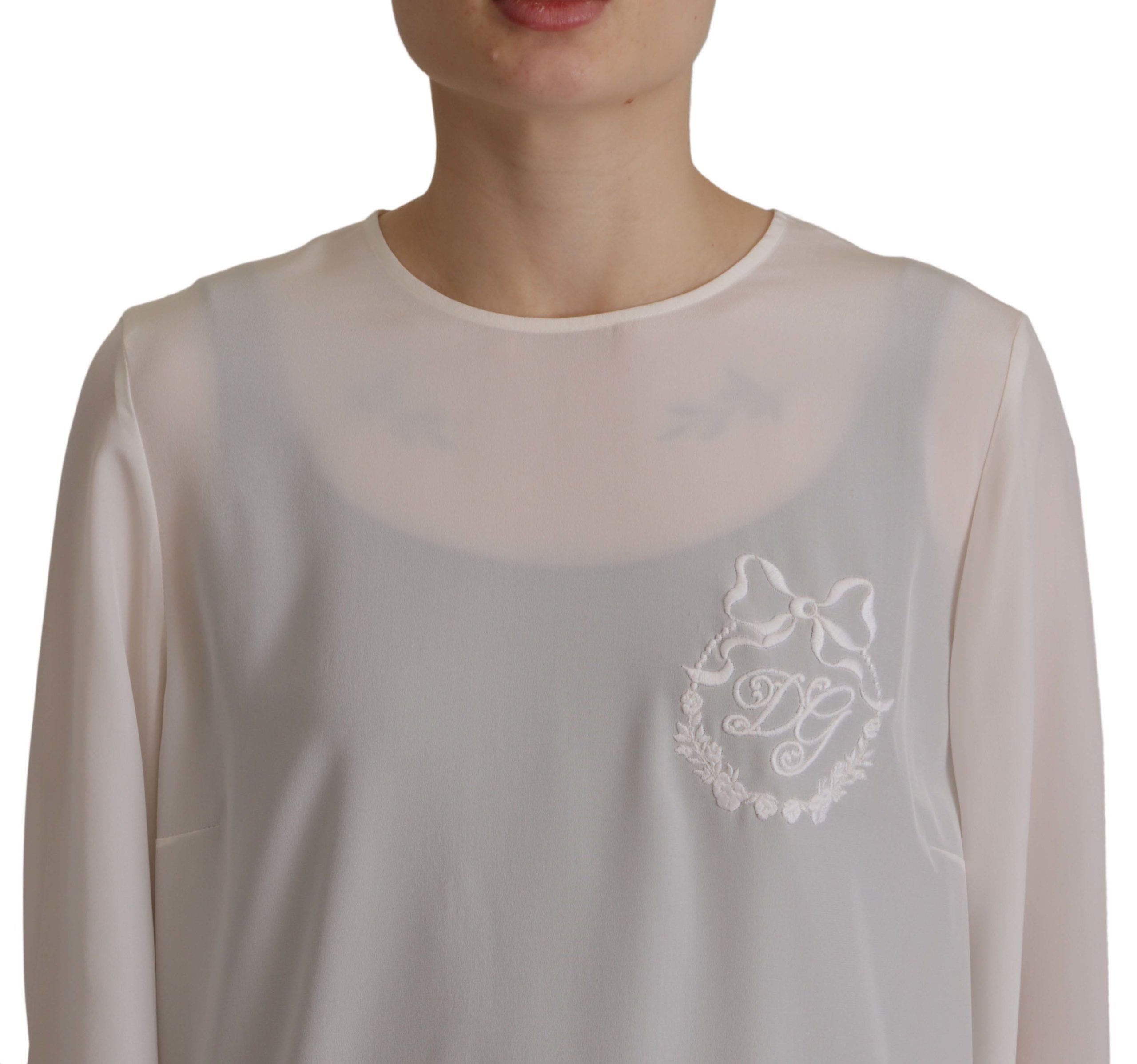 Dolce & Gabbana Elegant Silk Top with Logo Women's Embroidery