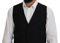 Dolce & Gabbana Black Virgin Wool Waistcoat Formal Men's Vest7