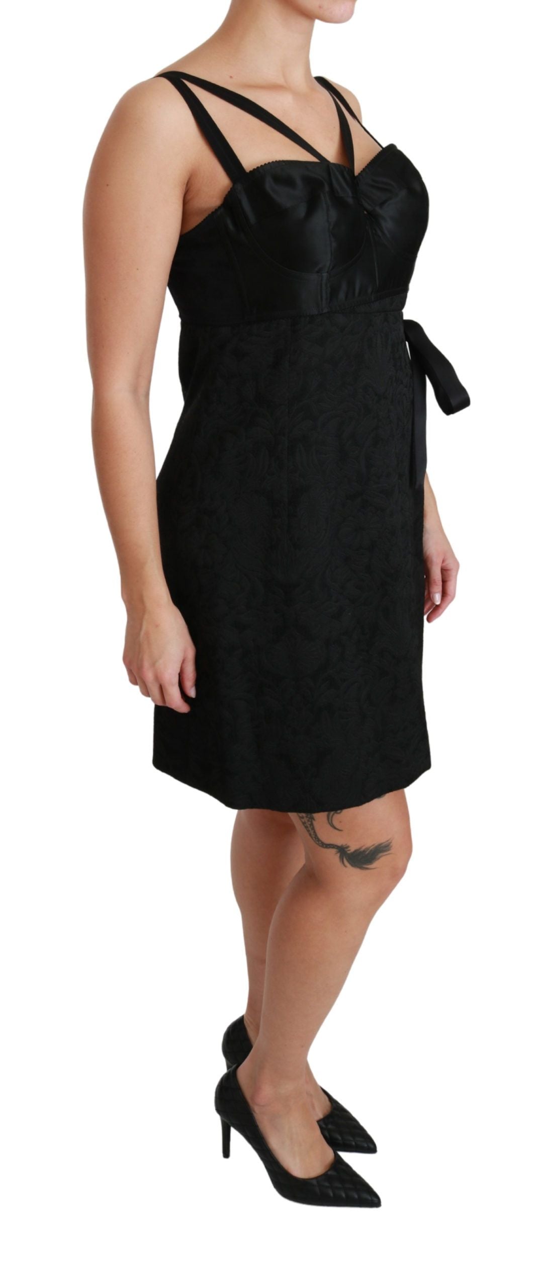 Dolce & Gabbana Elegant Black Jacquard Sheath Women's Dress