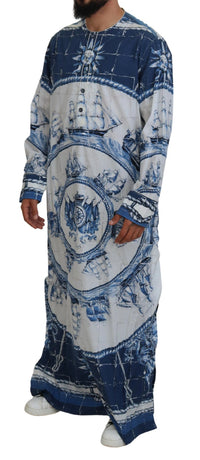 Dolce & Gabbana Blue Majolica Cotton Cape Men's Thobe4