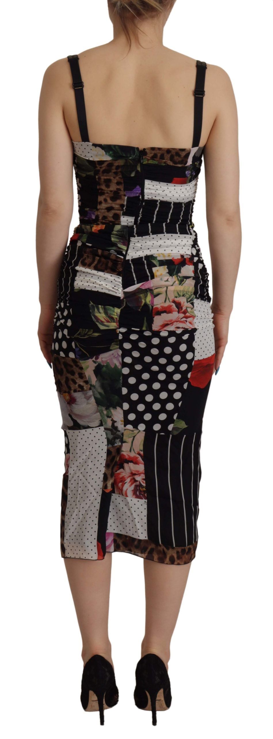 Dolce & Gabbana Elegant Patchwork Midi Silk Blend Women's Dress