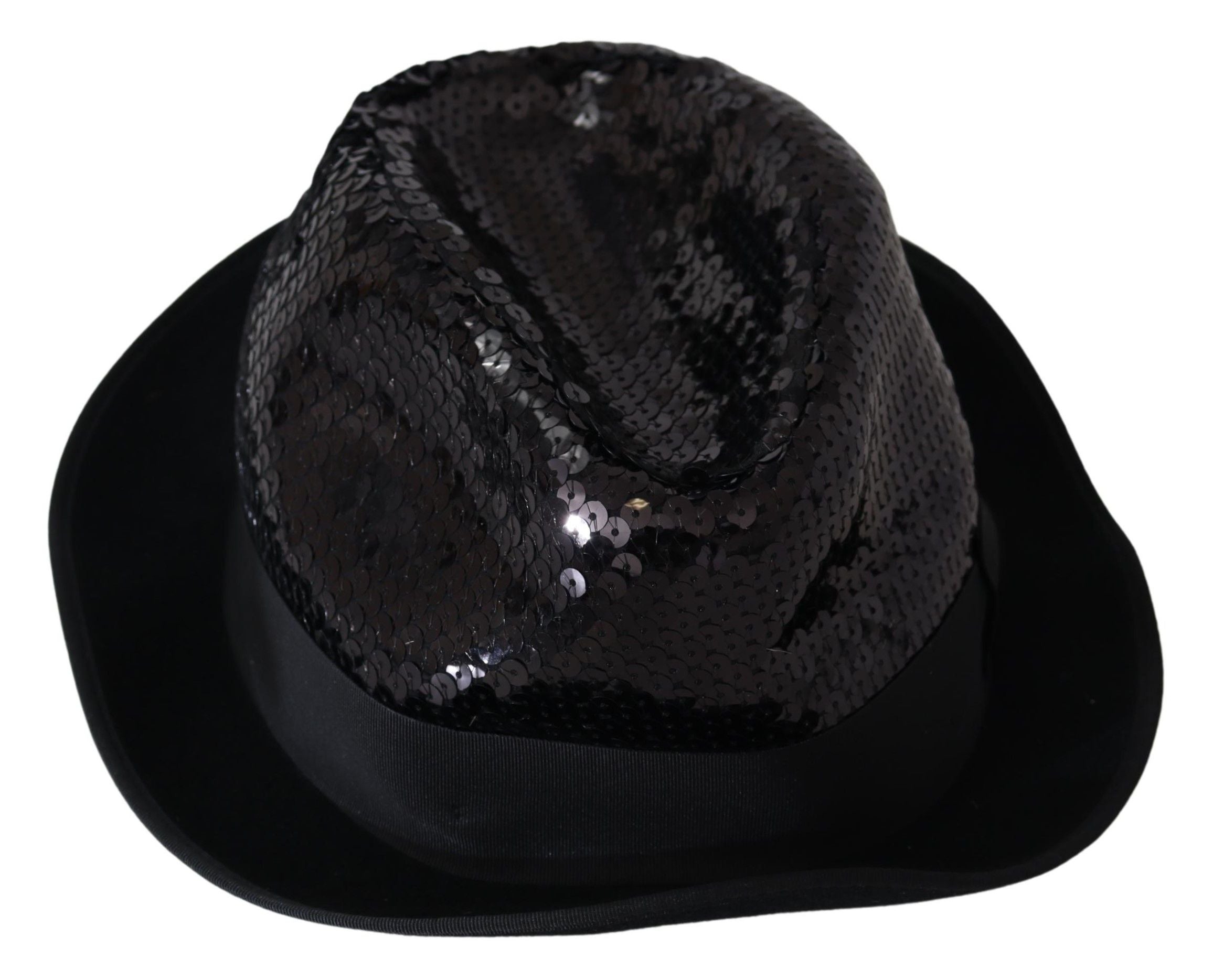 Dolce & Gabbana Elegant Black Sequin Fedora Men's Hat