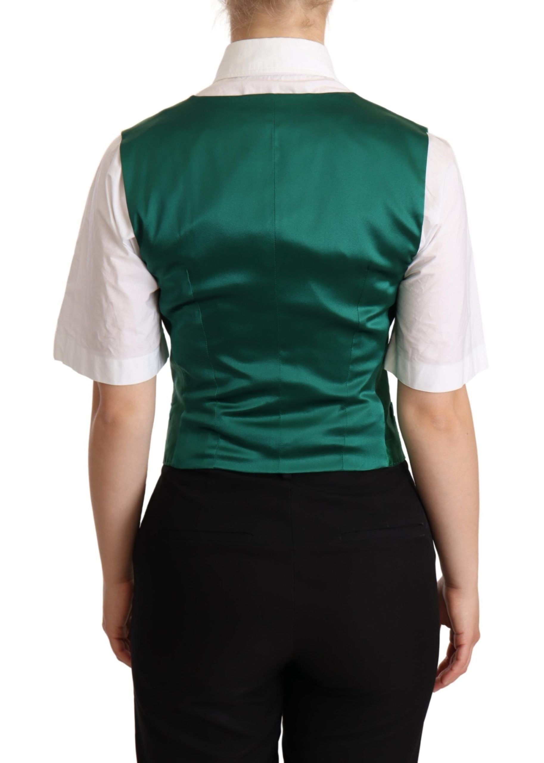 Dolce & Gabbana Elegant Green Silk Blend Women's Waistcoat