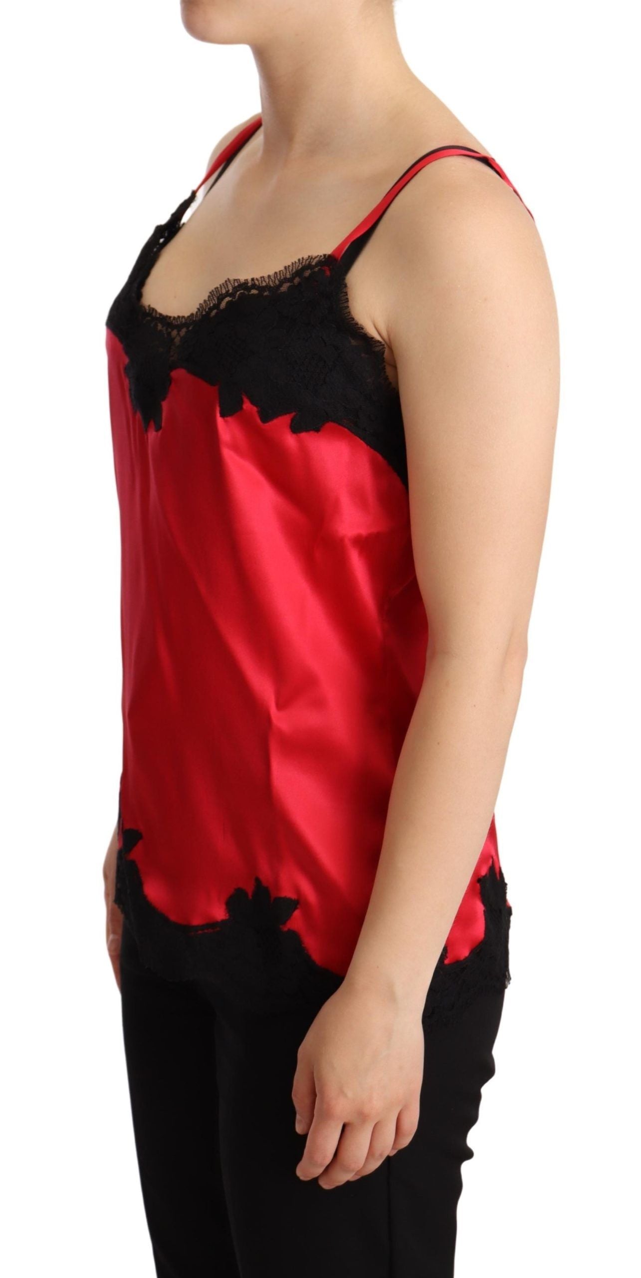 Dolce & Gabbana Enchanting Red Silk Blend Lace Women's Camisole