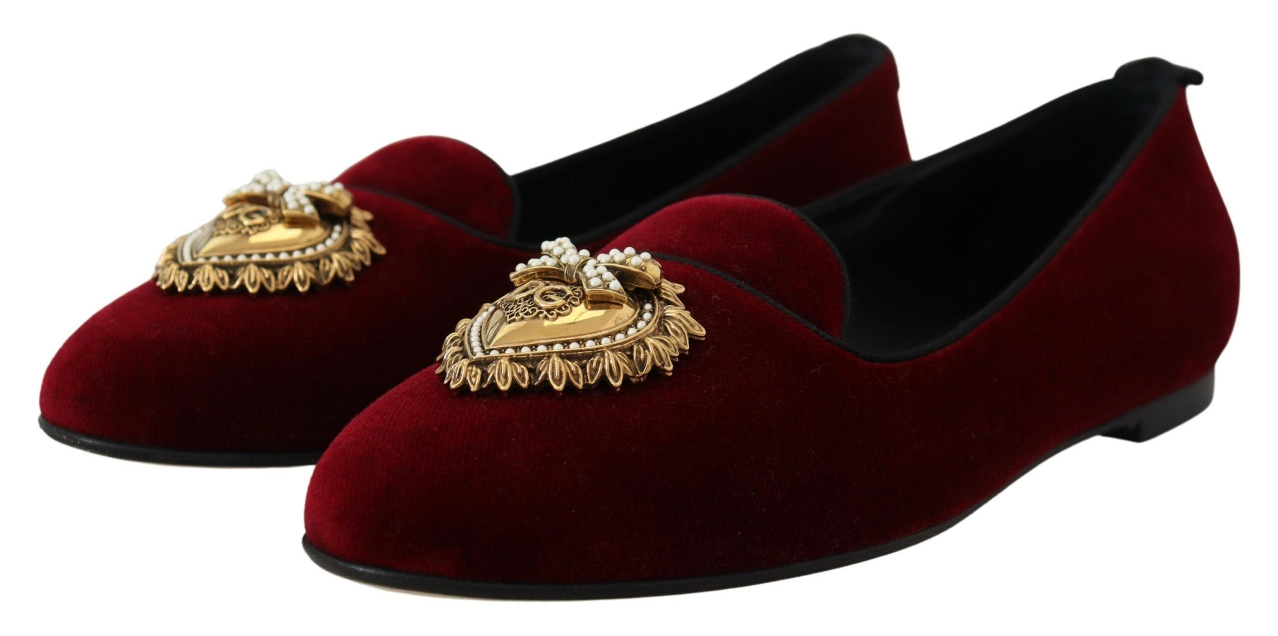 Dolce & Gabbana Bordeaux Velvet Devotion Women's Loafers