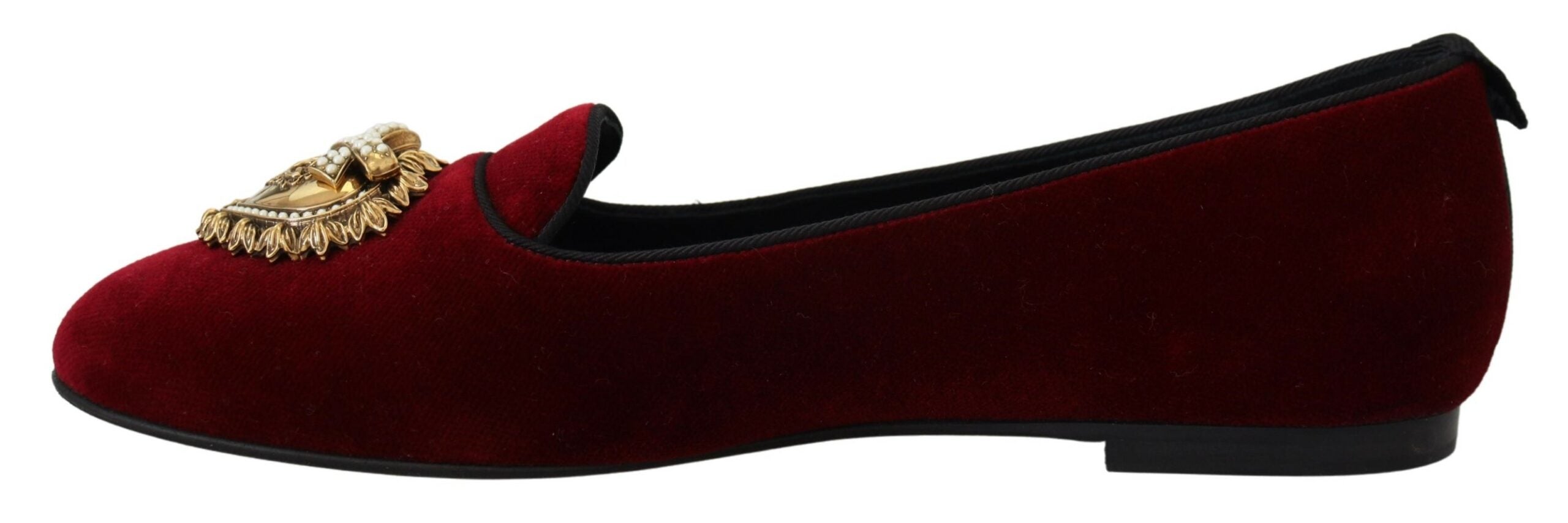 Dolce & Gabbana Bordeaux Velvet Devotion Women's Loafers