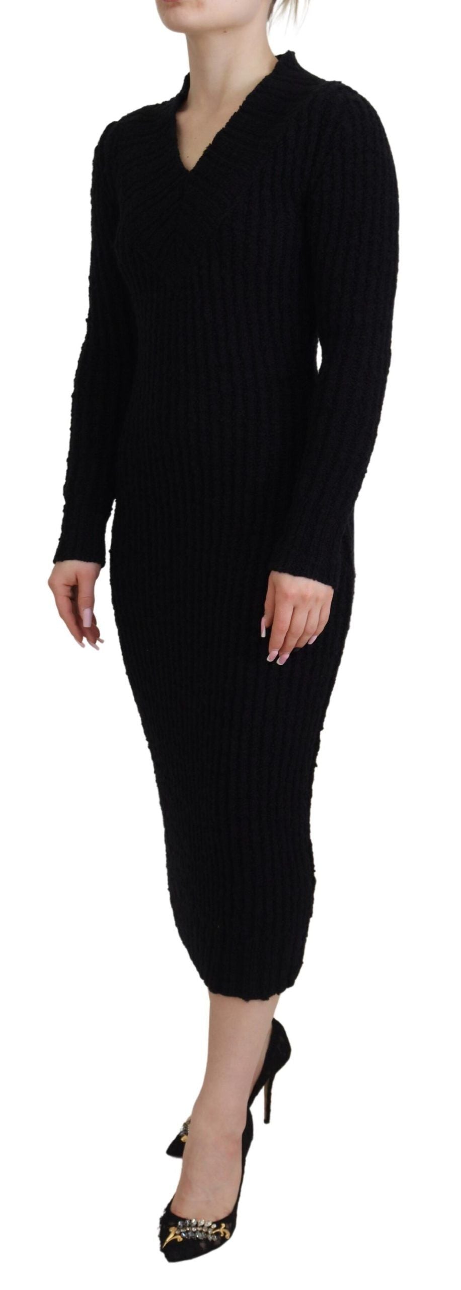 Dolce & Gabbana Elegant Black Wool Blend Sweater Women's Dress