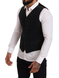 Dolce & Gabbana Black Cotton Single Breasted Men's Waistcoat3