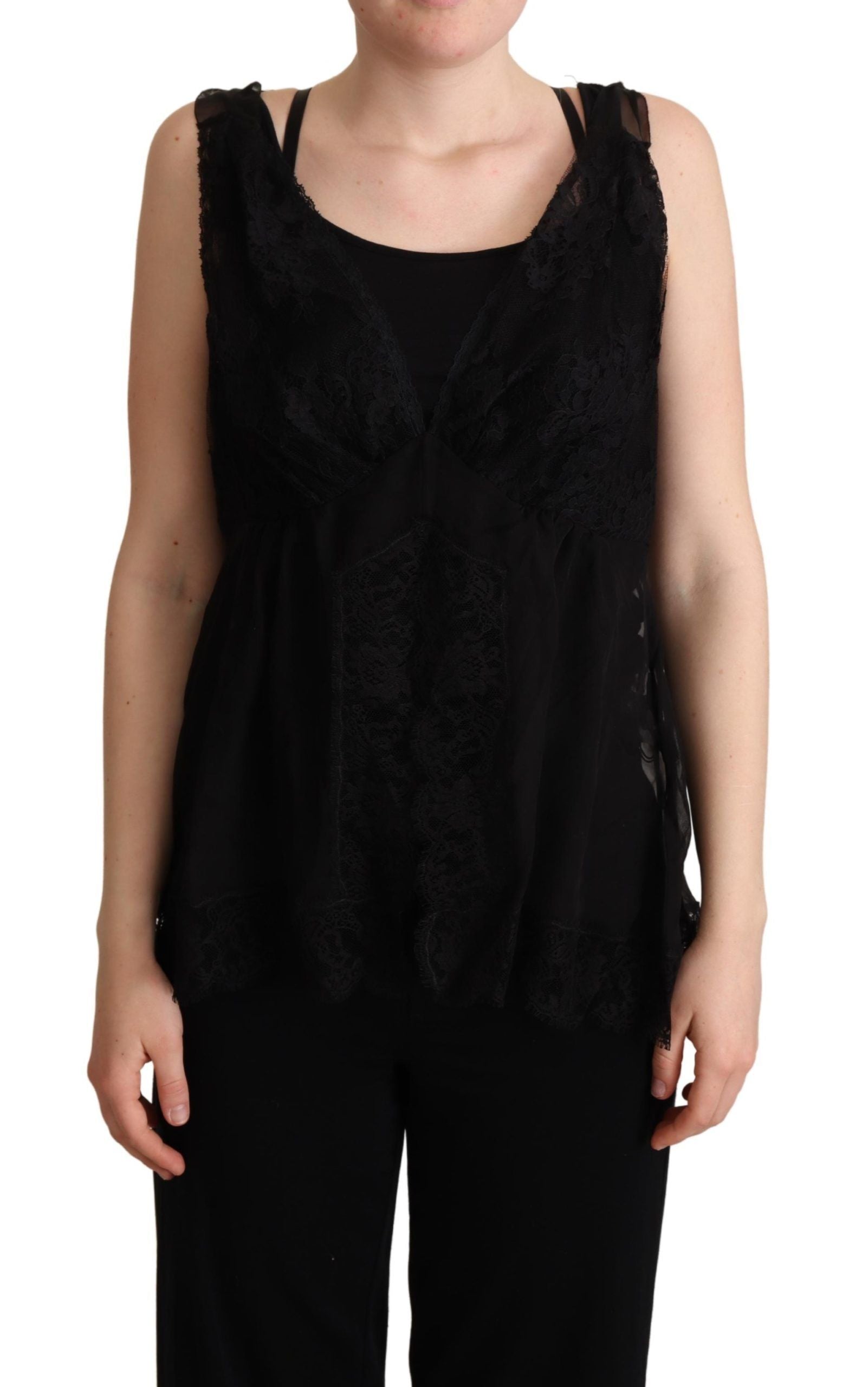 Dolce & Gabbana Lustrous Silk-Blend Lace Trim Women's Camisole