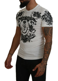 Dolce & Gabbana White DG Crown Floral Crewneck Men Men's T-shirt4