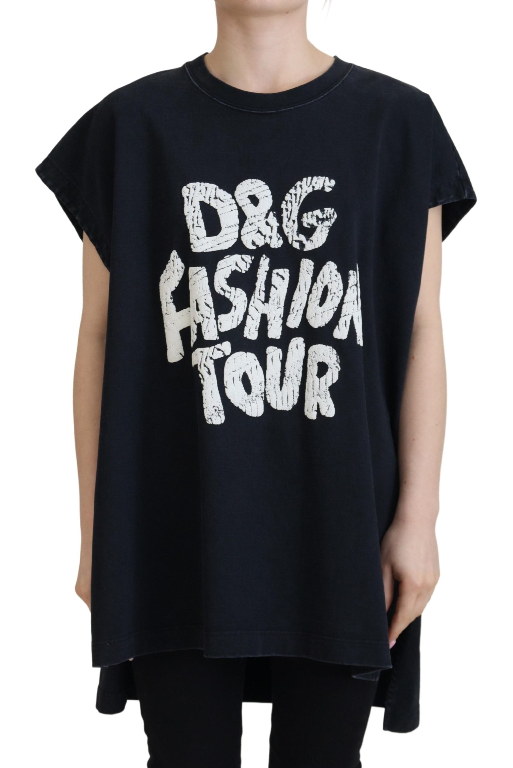 Dolce & Gabbana Elegant Cotton Round Neck Tee with Women's Print