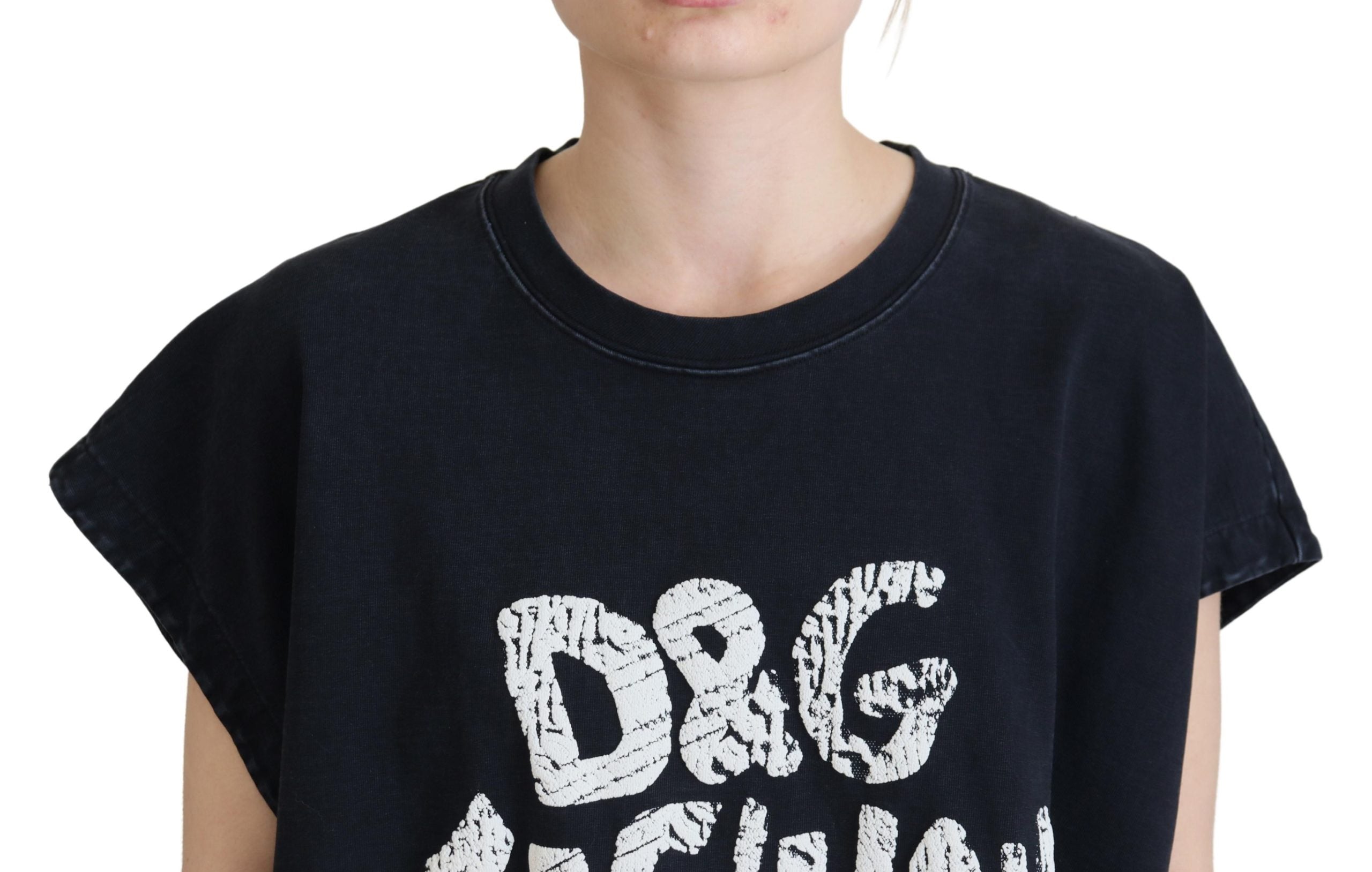 Dolce & Gabbana Elegant Cotton Round Neck Tee with Women's Print