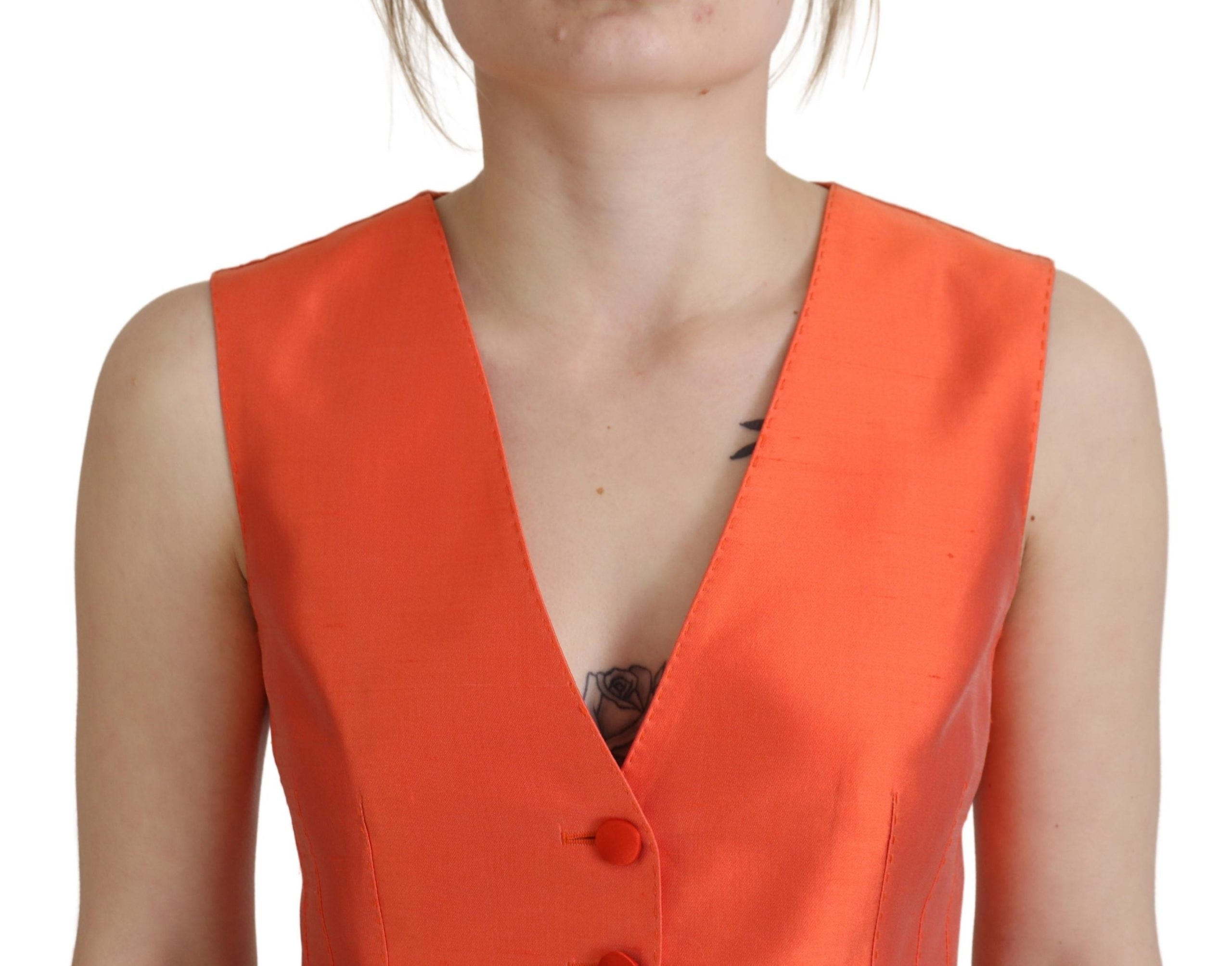 Dolce & Gabbana Elegant Orange Silk Women's Waistcoat