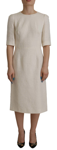 Dolce & Gabbana Exquisite Jacquard Midi Dress in Women's White4