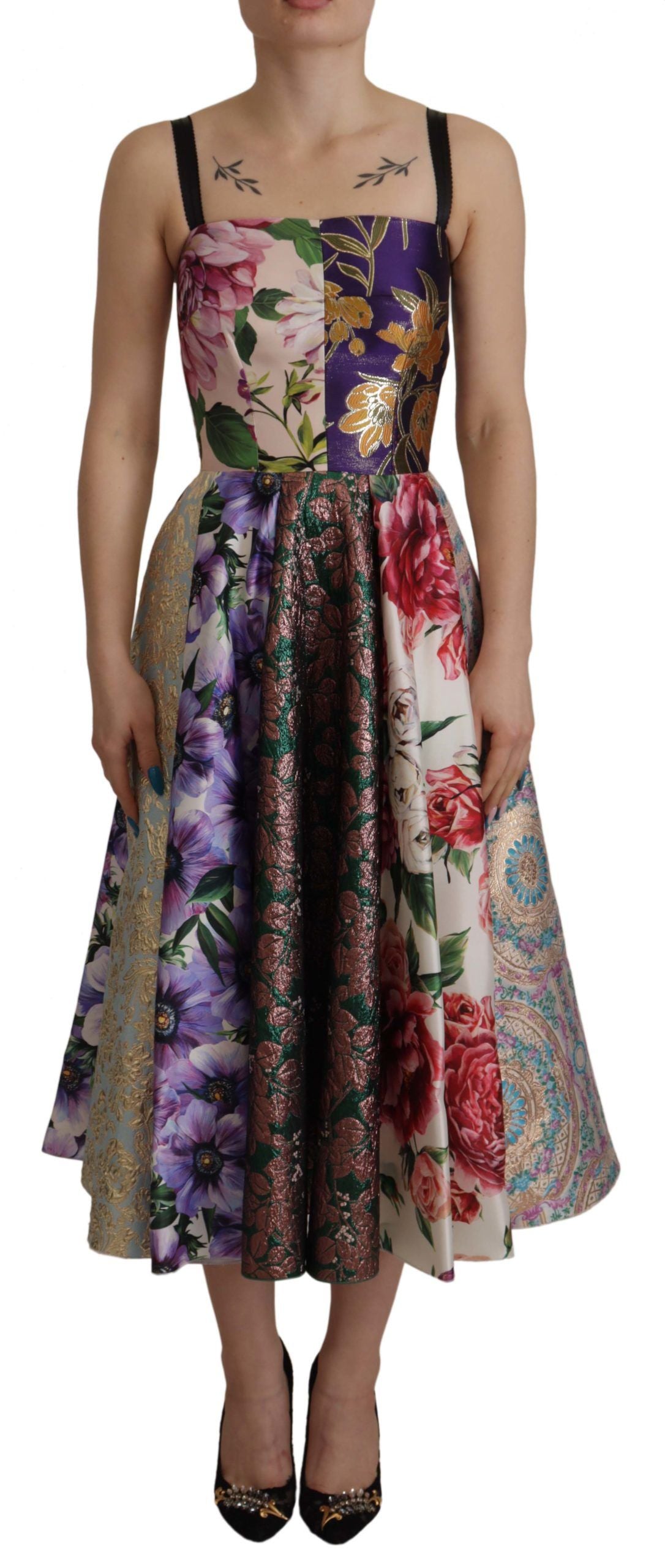 Dolce & Gabbana Patchwork Elegance Silk Blend Women's Dress