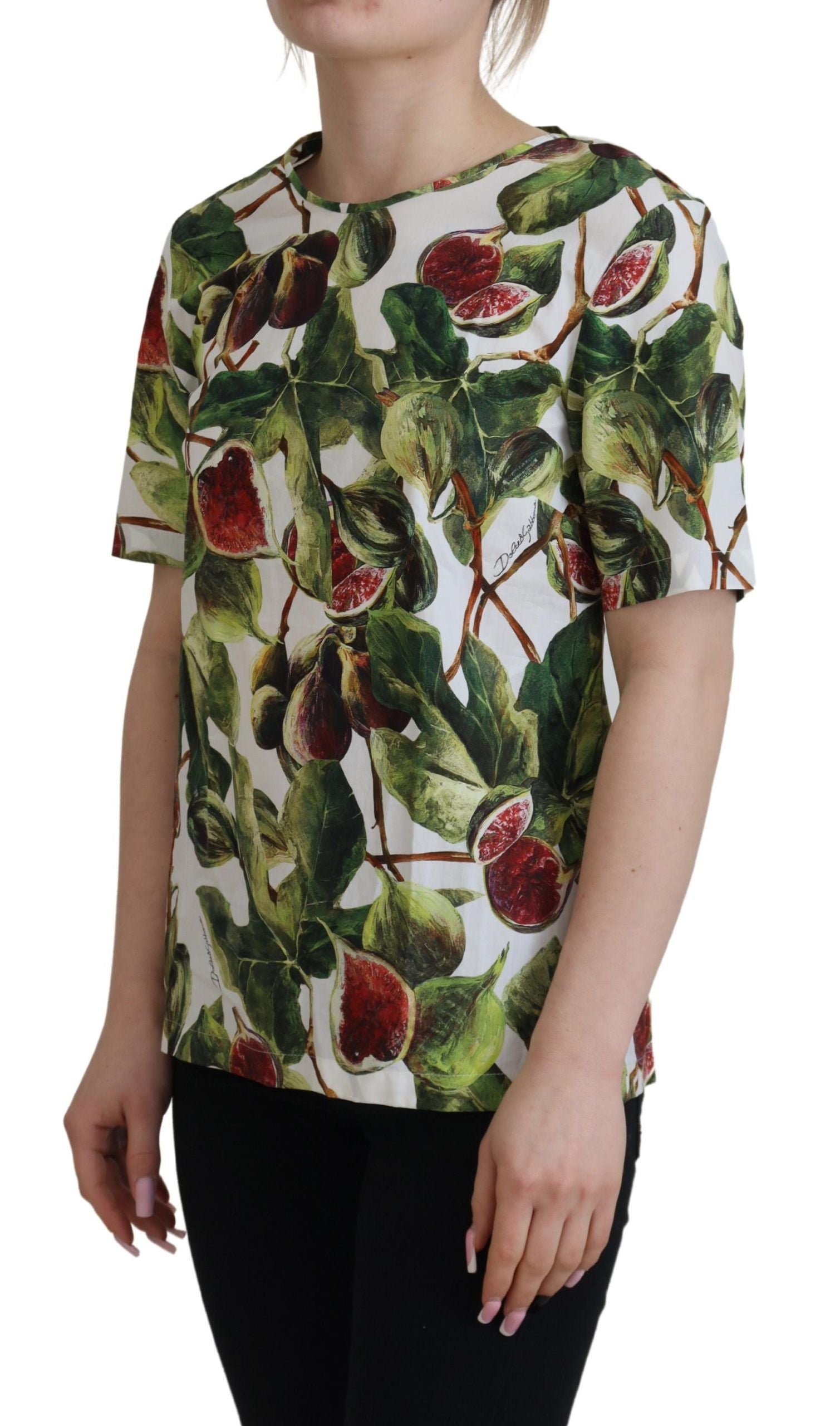 Dolce & Gabbana Chic Multicolor Fig Print Cotton Women's Top