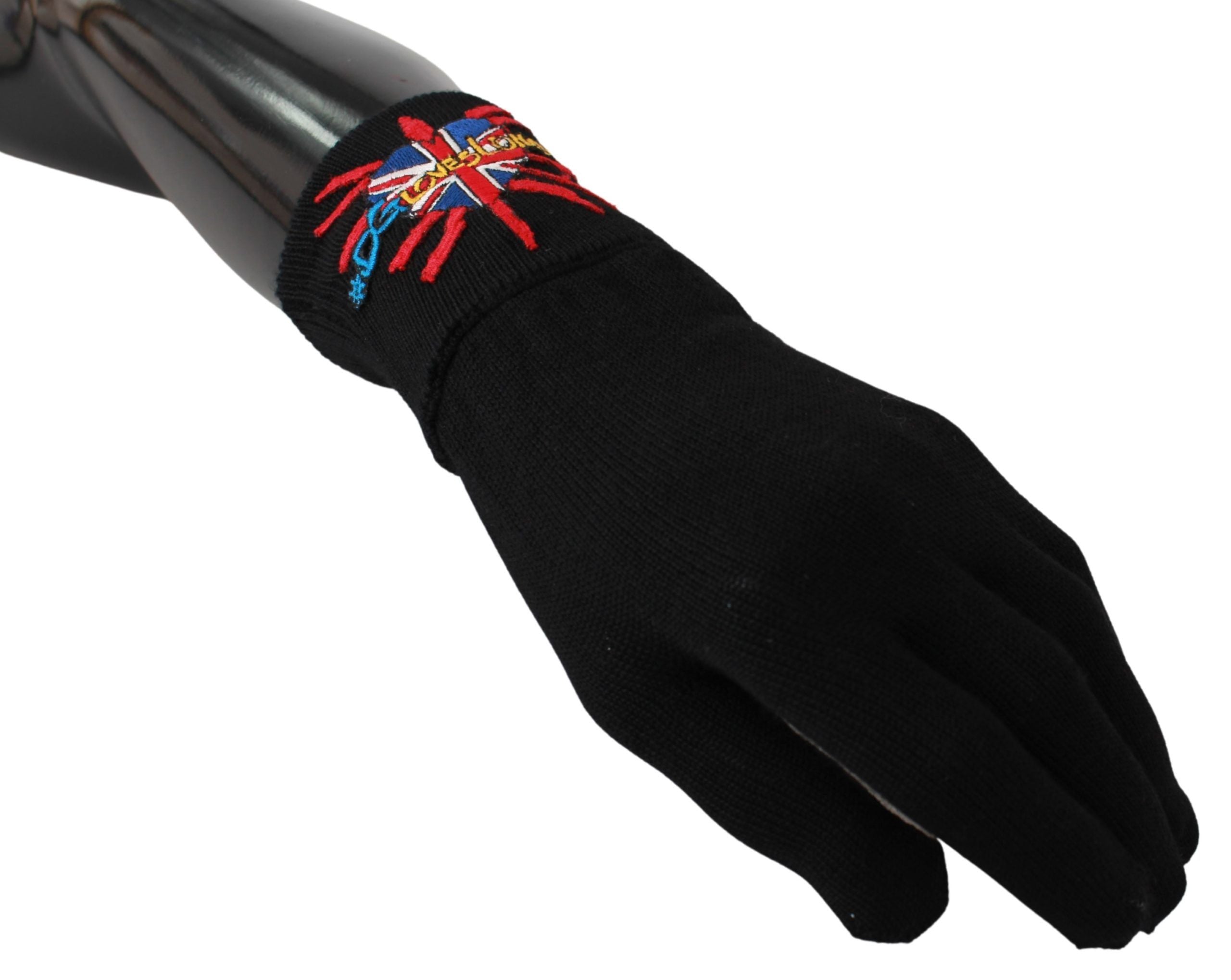 Dolce & Gabbana Elegant Black Virgin Wool Unisex Men's Gloves