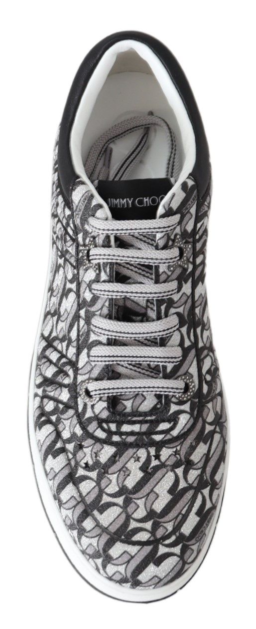 Jimmy Choo Glittering Slip-On Sneakers - Silver and Women's Black