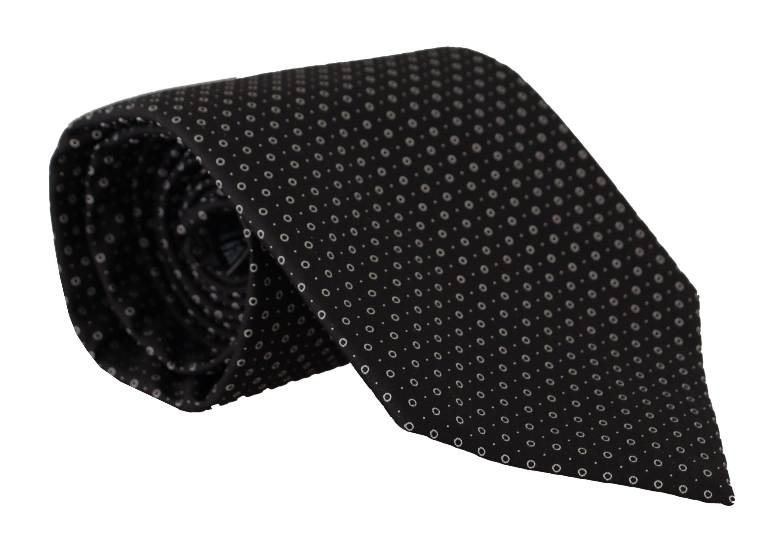 Dolce & Gabbana Elegant Black White Polka Dot Silk Men's Tie