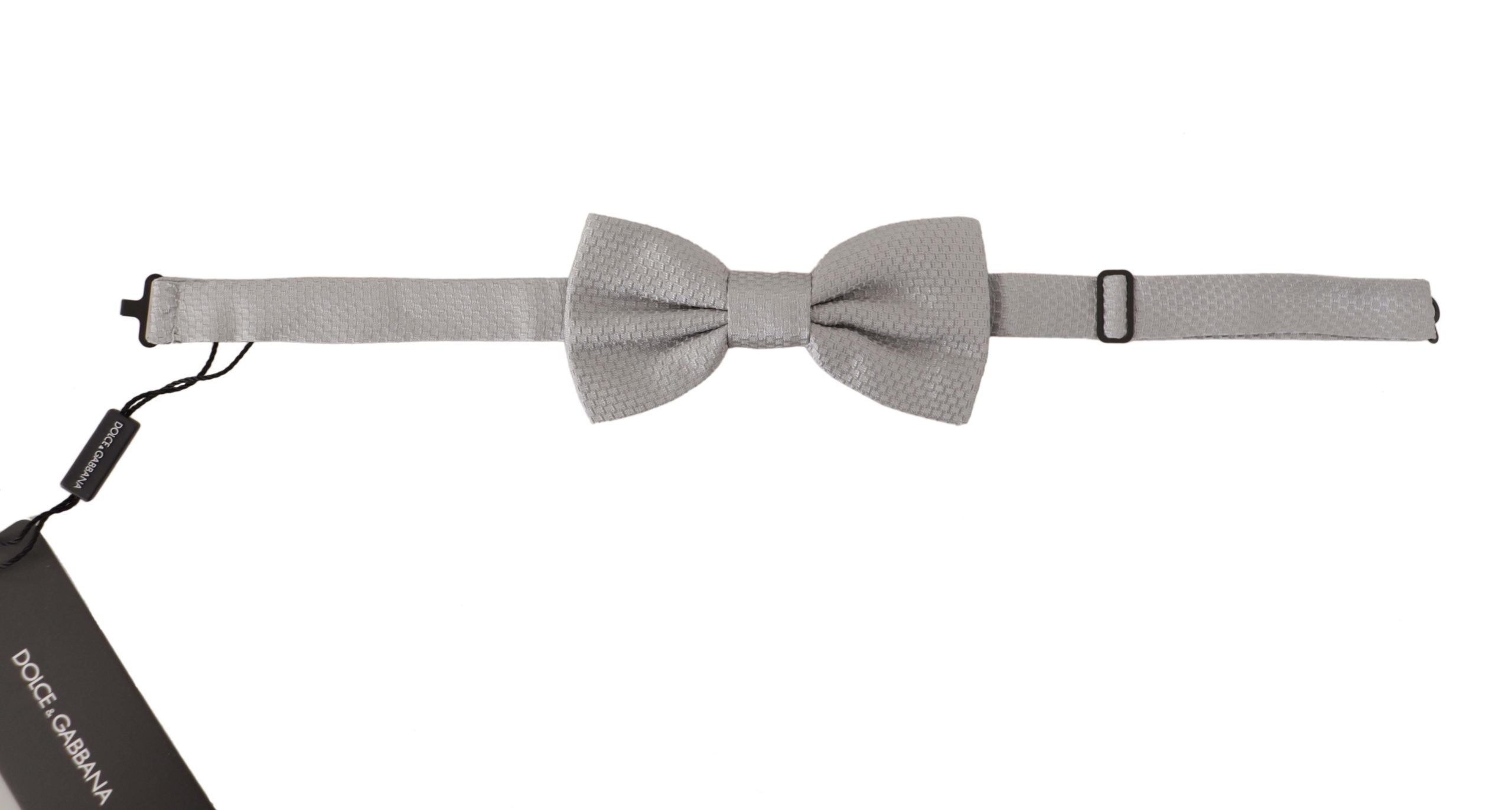 Dolce & Gabbana Chic Gray Silk Bow Men's Tie