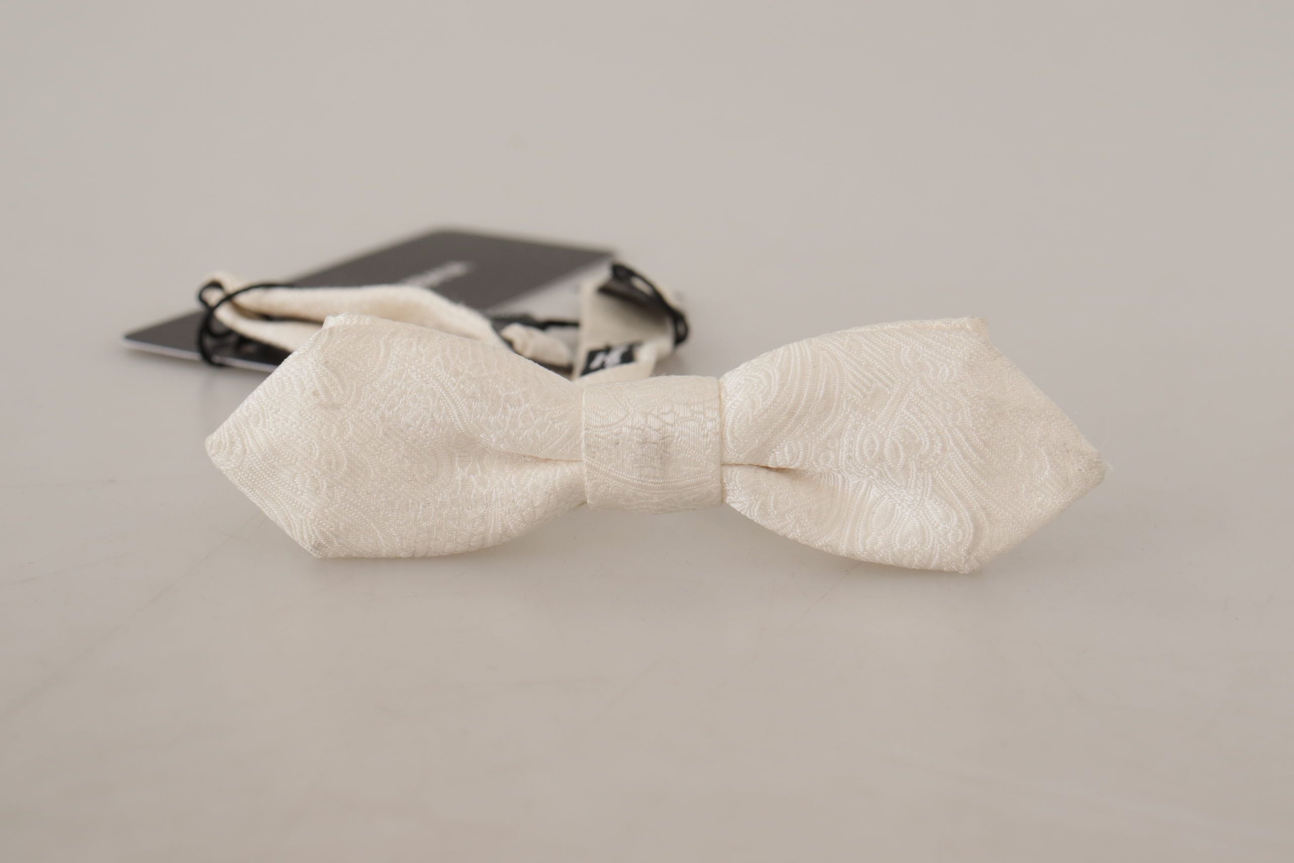 Dolce & Gabbana Elegant White Silk Bow Men's Tie