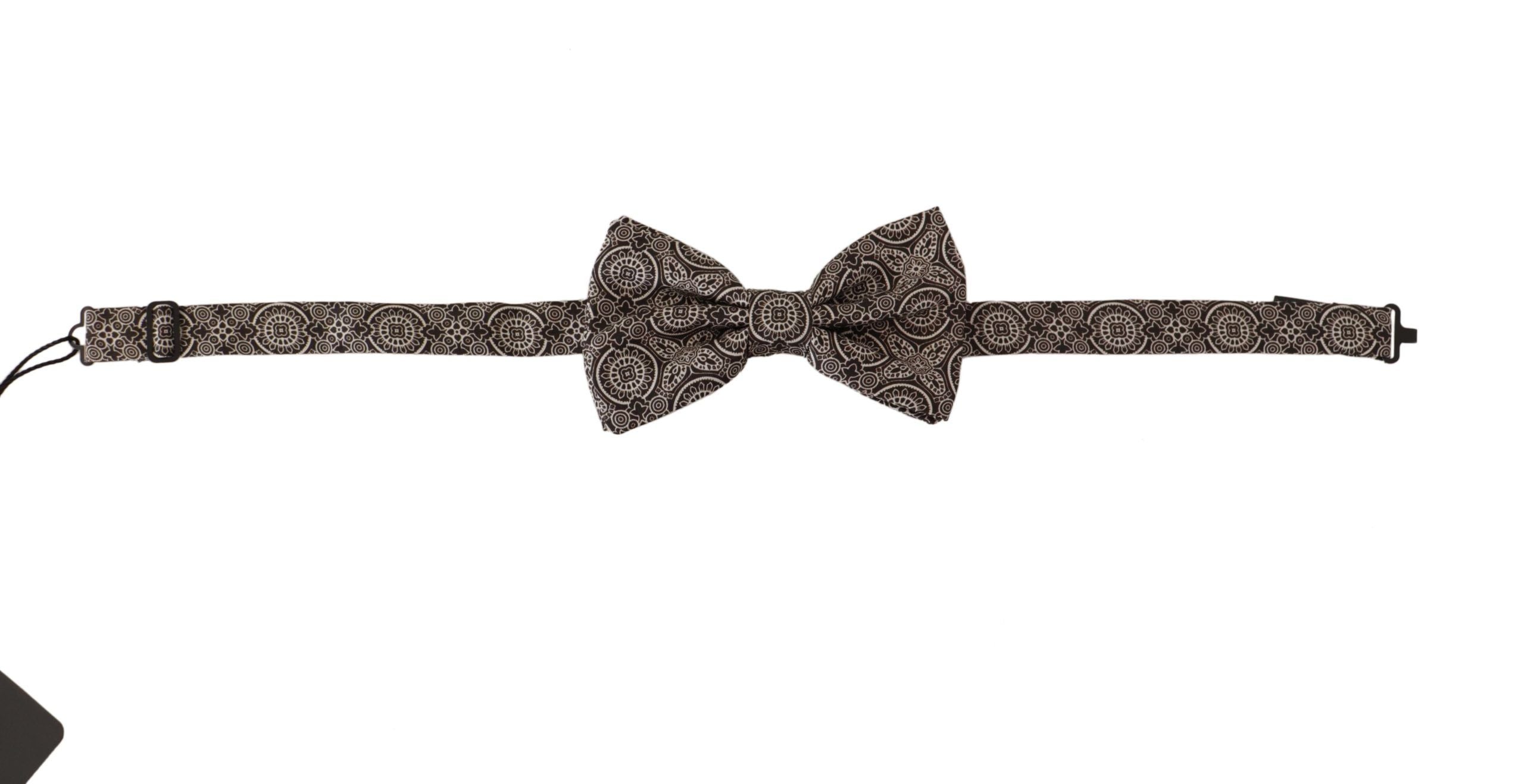 Dolce & Gabbana Elegant Silk Black & White Bow Men's Tie