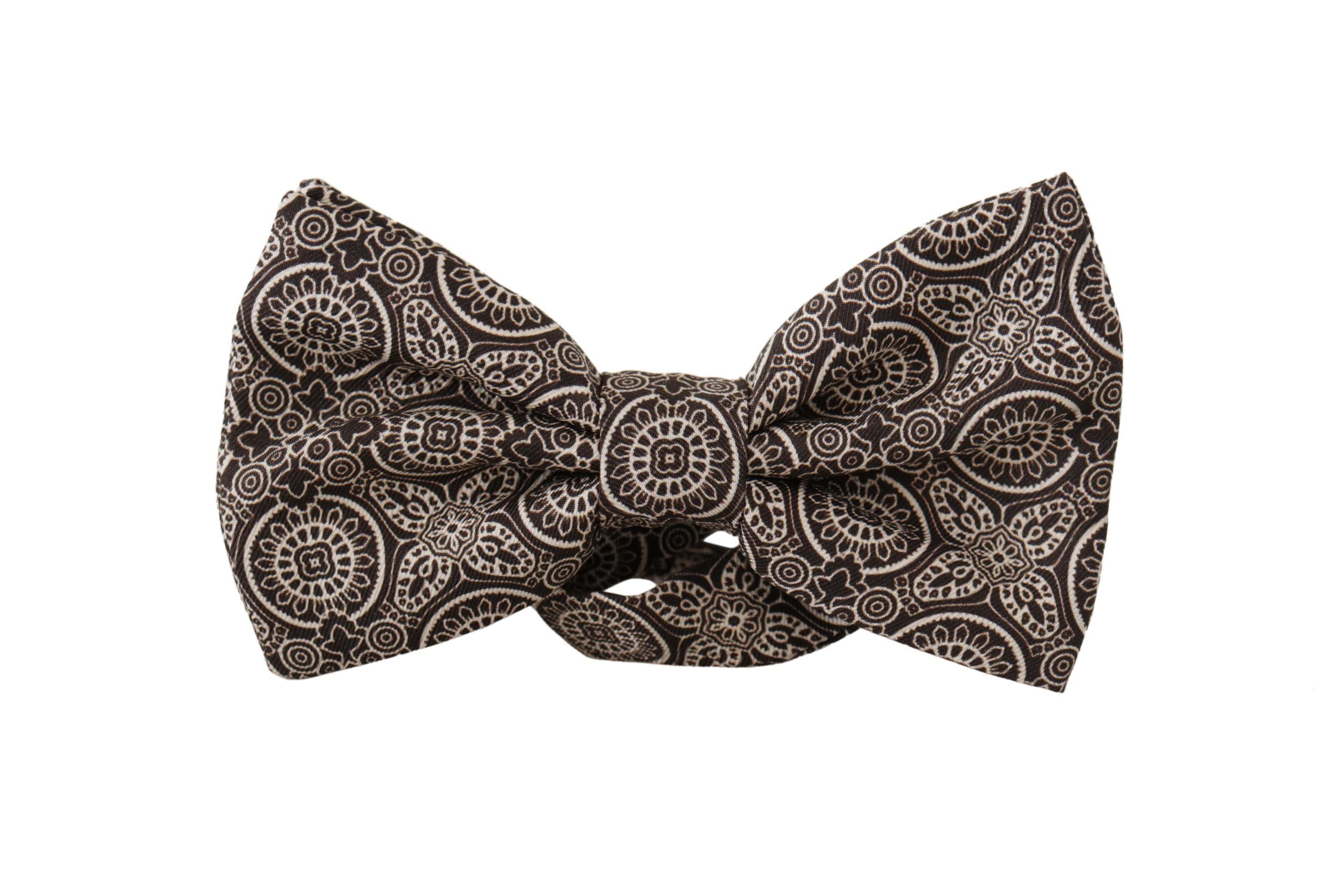 Dolce & Gabbana Elegant Silk Black & White Bow Men's Tie