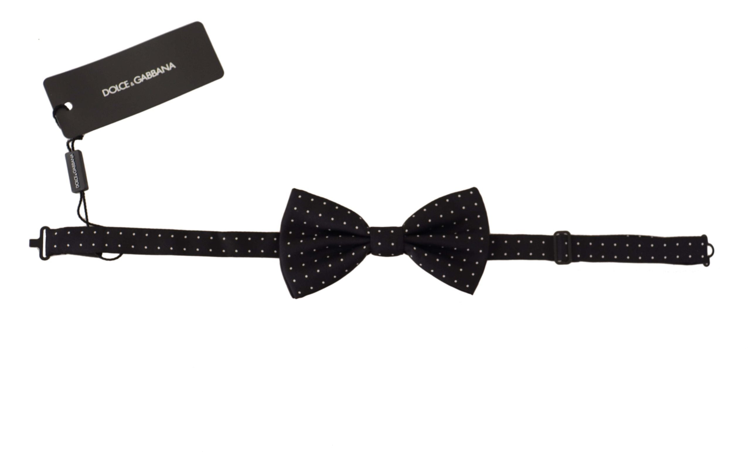 Dolce & Gabbana Elegant Black Polka Dot Silk Bow Men's Tie