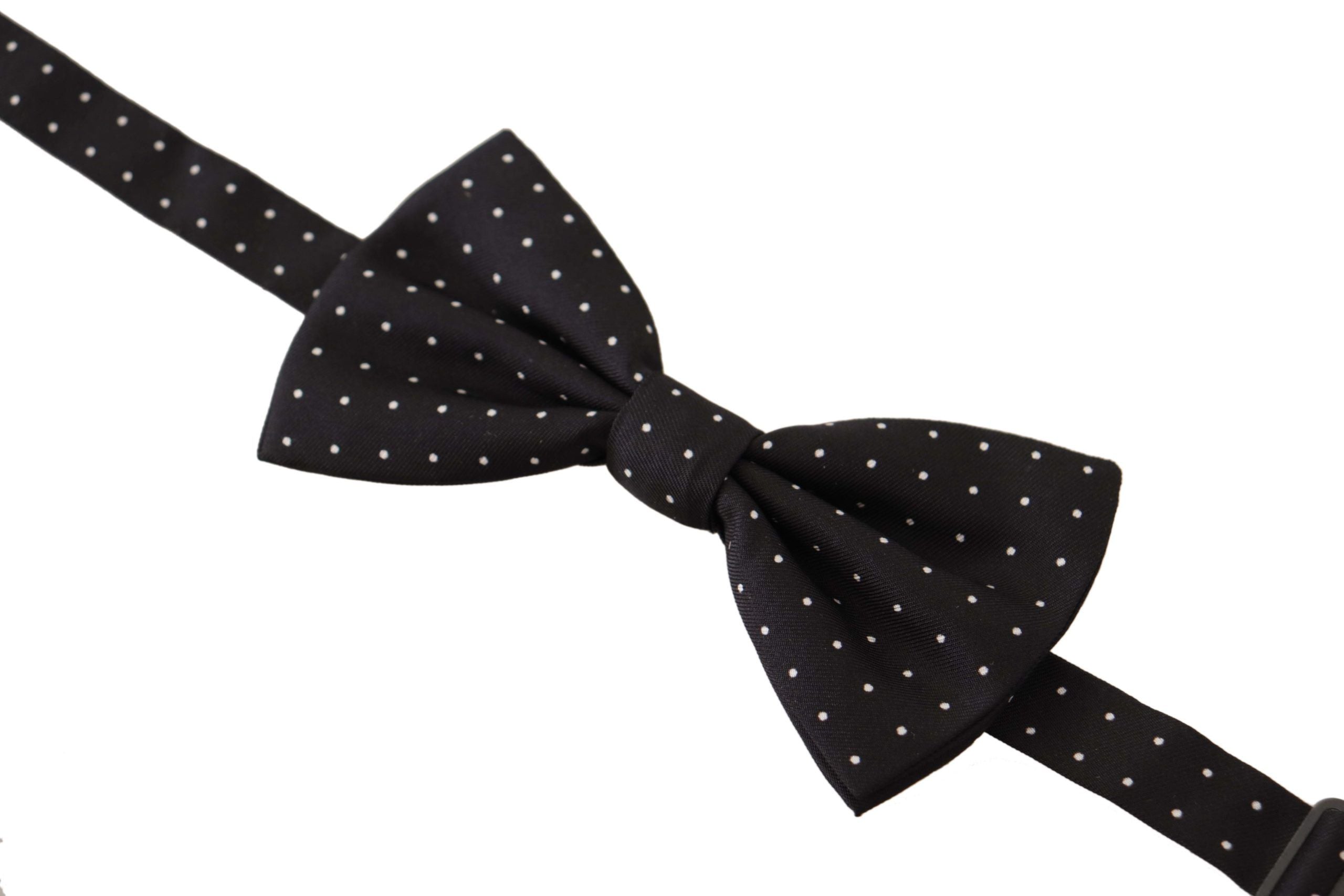 Dolce & Gabbana Elegant Black Polka Dot Silk Bow Men's Tie