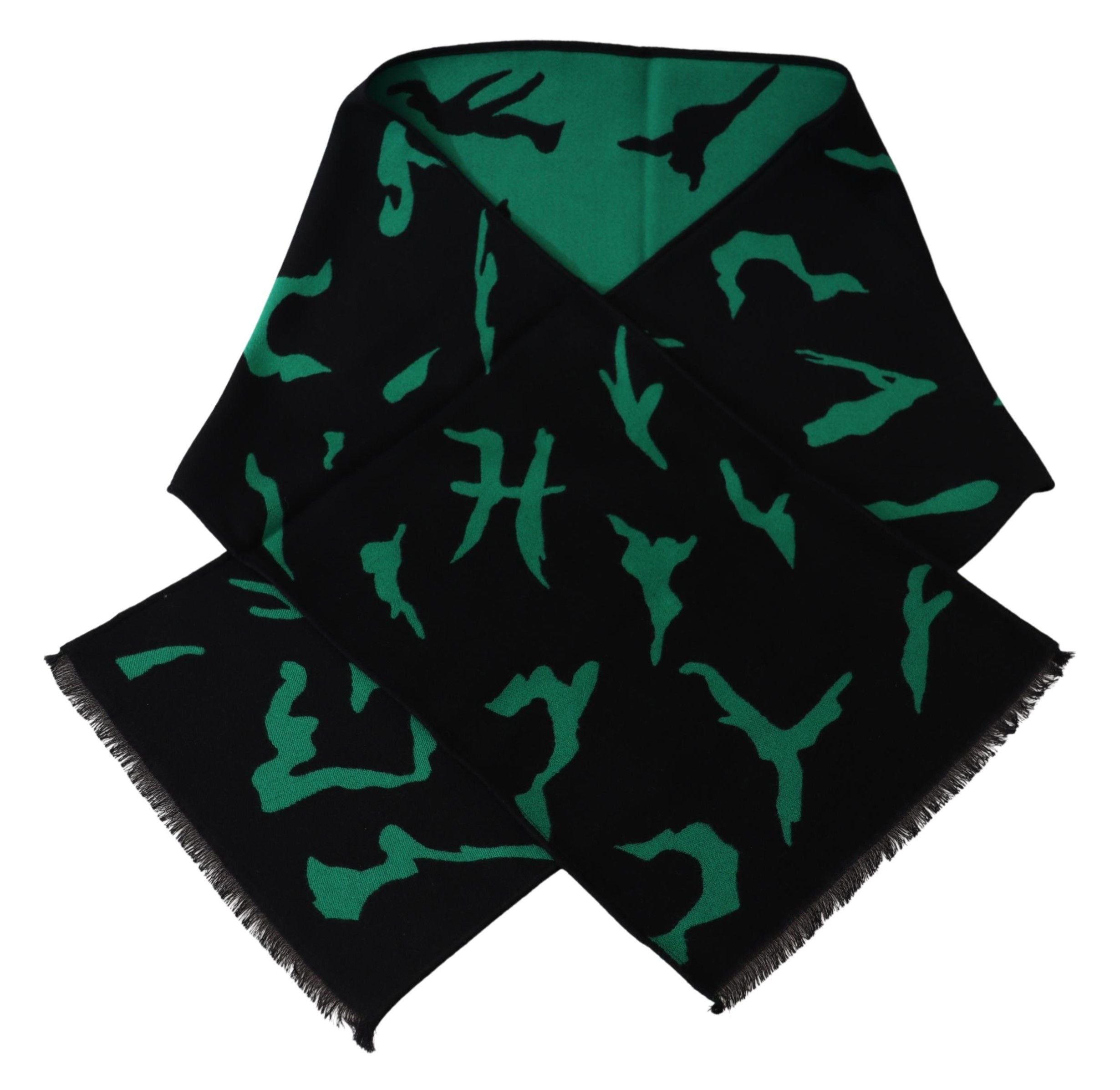 Givenchy Elegant Wool Silk Black Unisex Men's Scarf