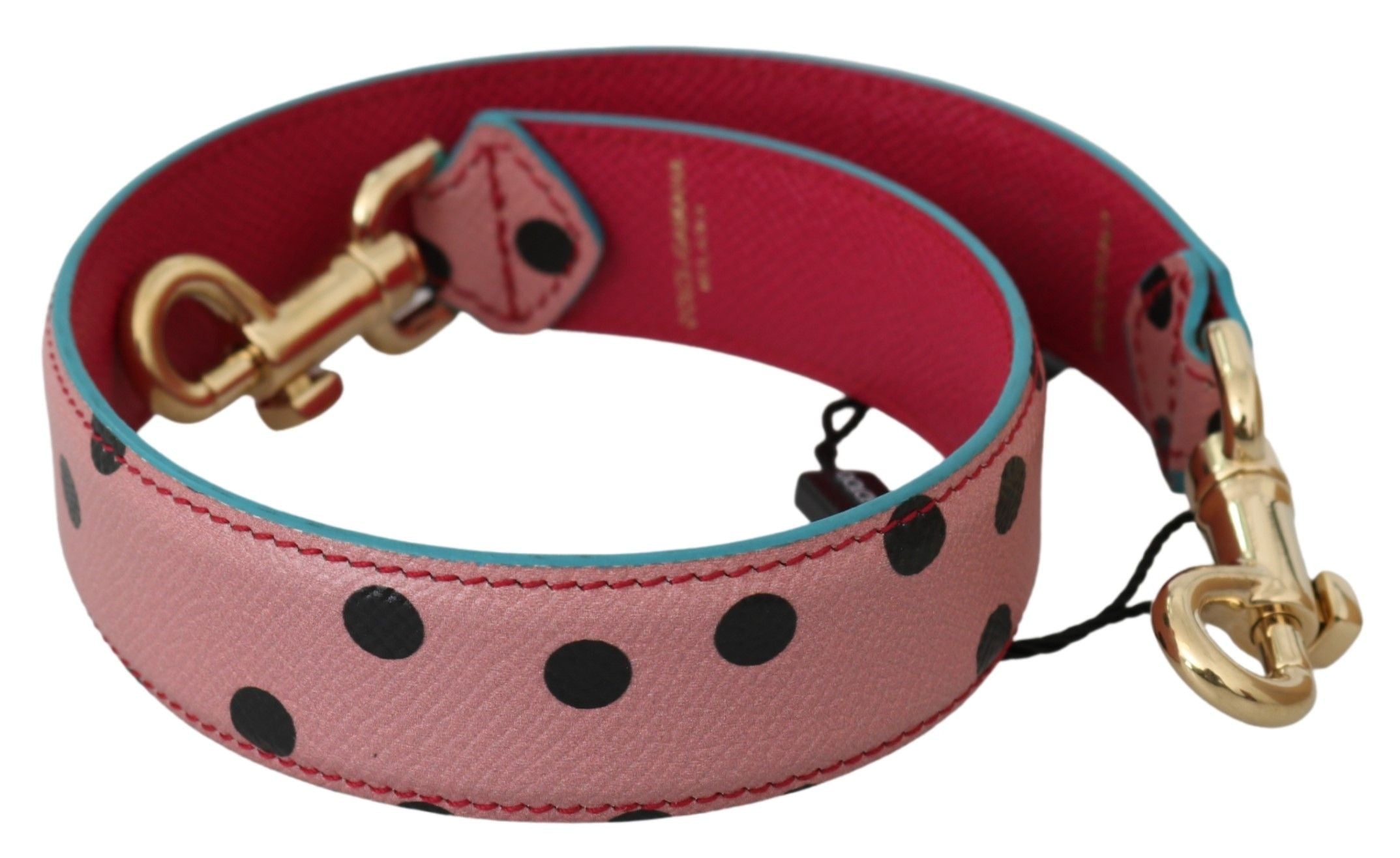 Dolce & Gabbana Elegant Pink Polka-Dotted Leather Shoulder Women's Strap