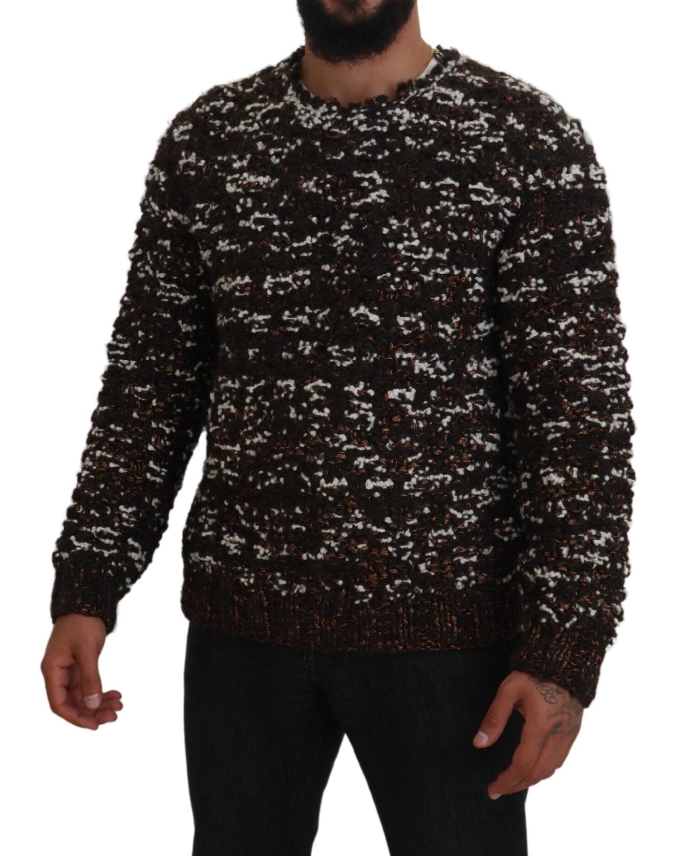 Dolce & Gabbana Elegant Bronze Knit Pullover Men's Sweater