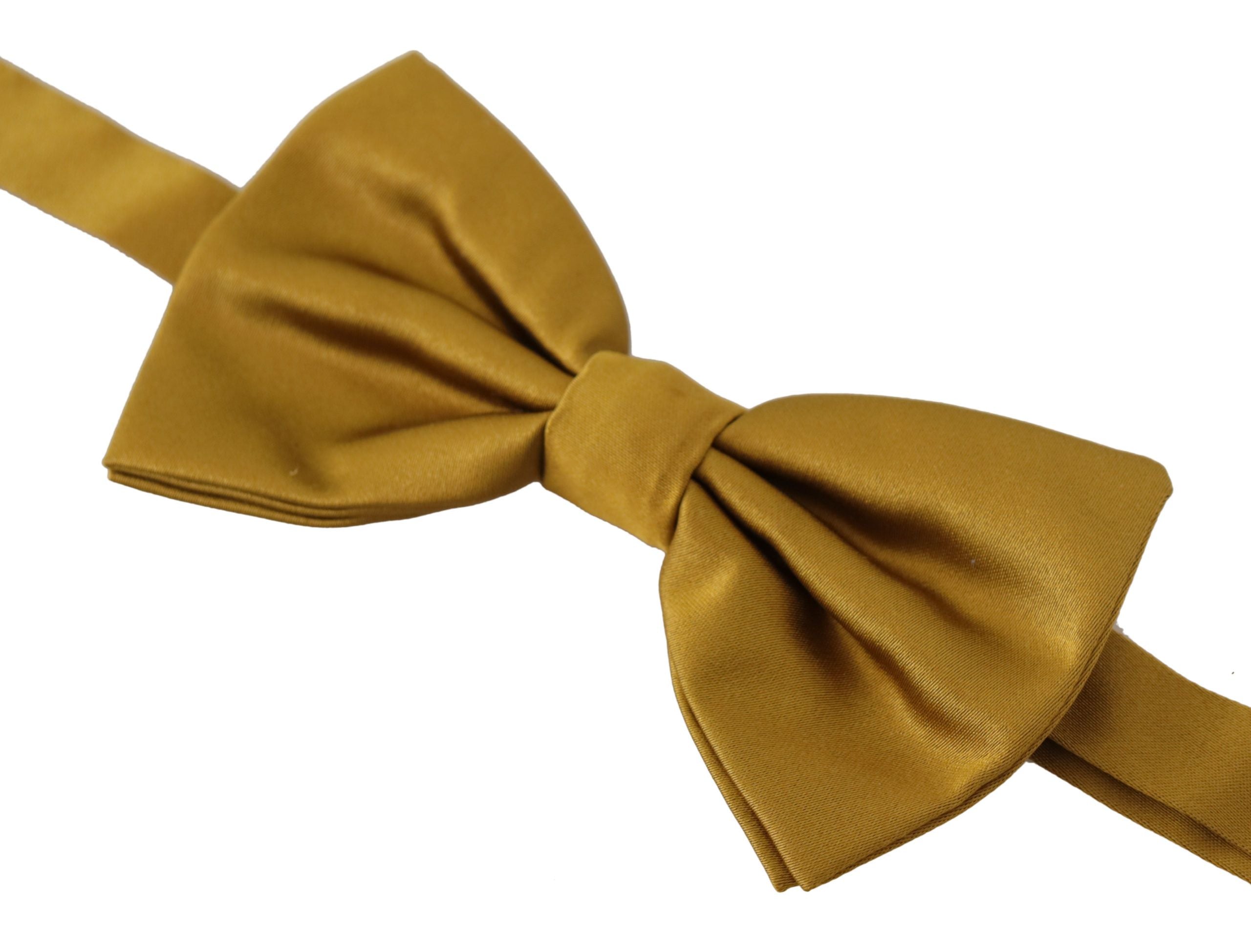 Dolce & Gabbana Elegant Mustard Silk Bow Men's Tie