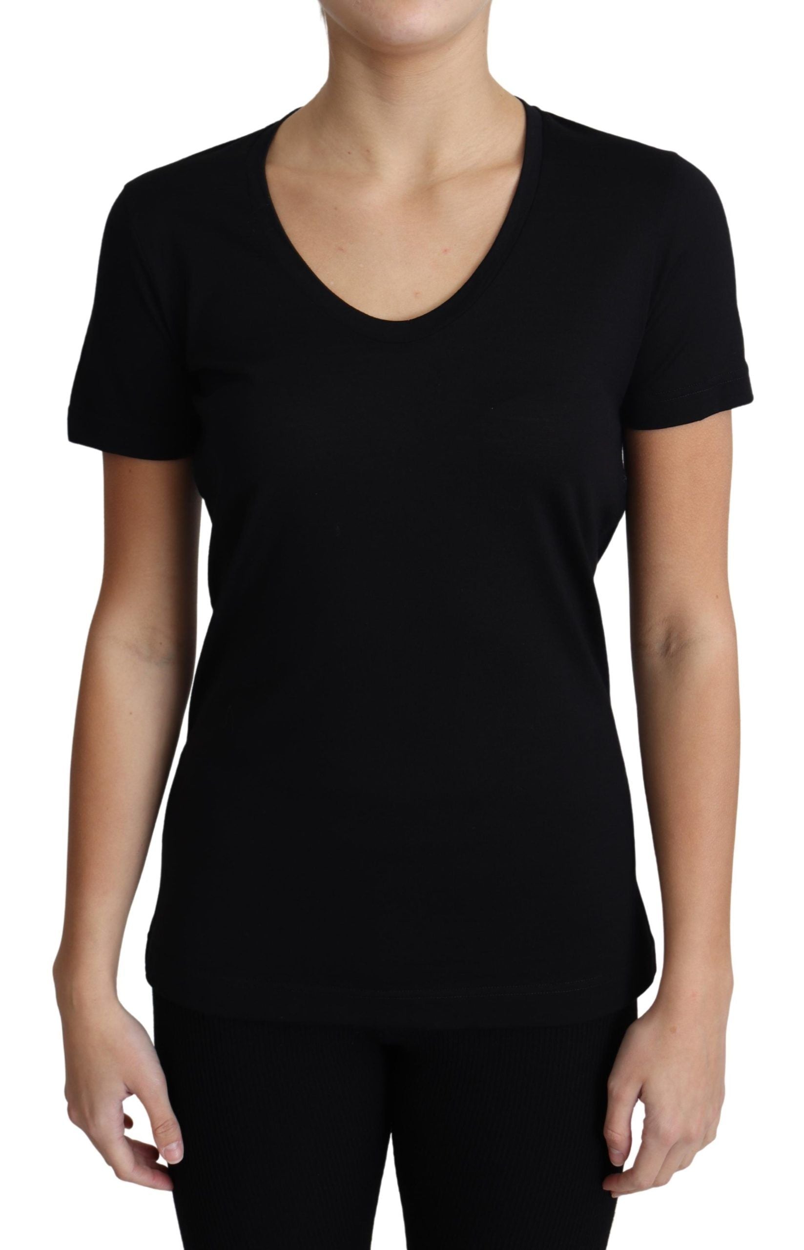 Dolce & Gabbana Elegant Black Wool Round Neck Women's T-Shirt