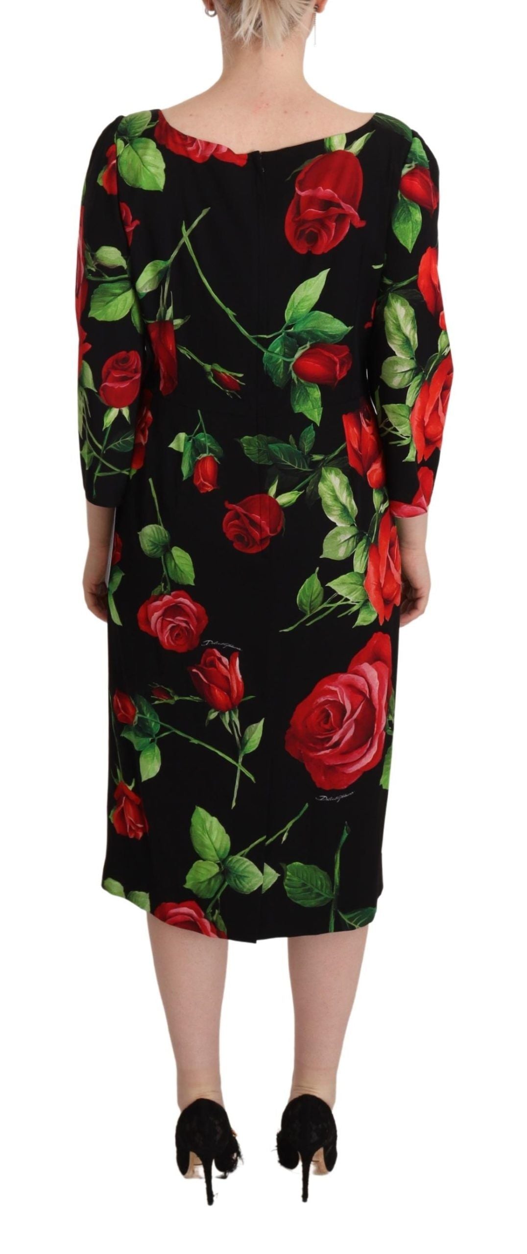 Dolce & Gabbana Elegant Floral Print Silk Sheath Women's Dress