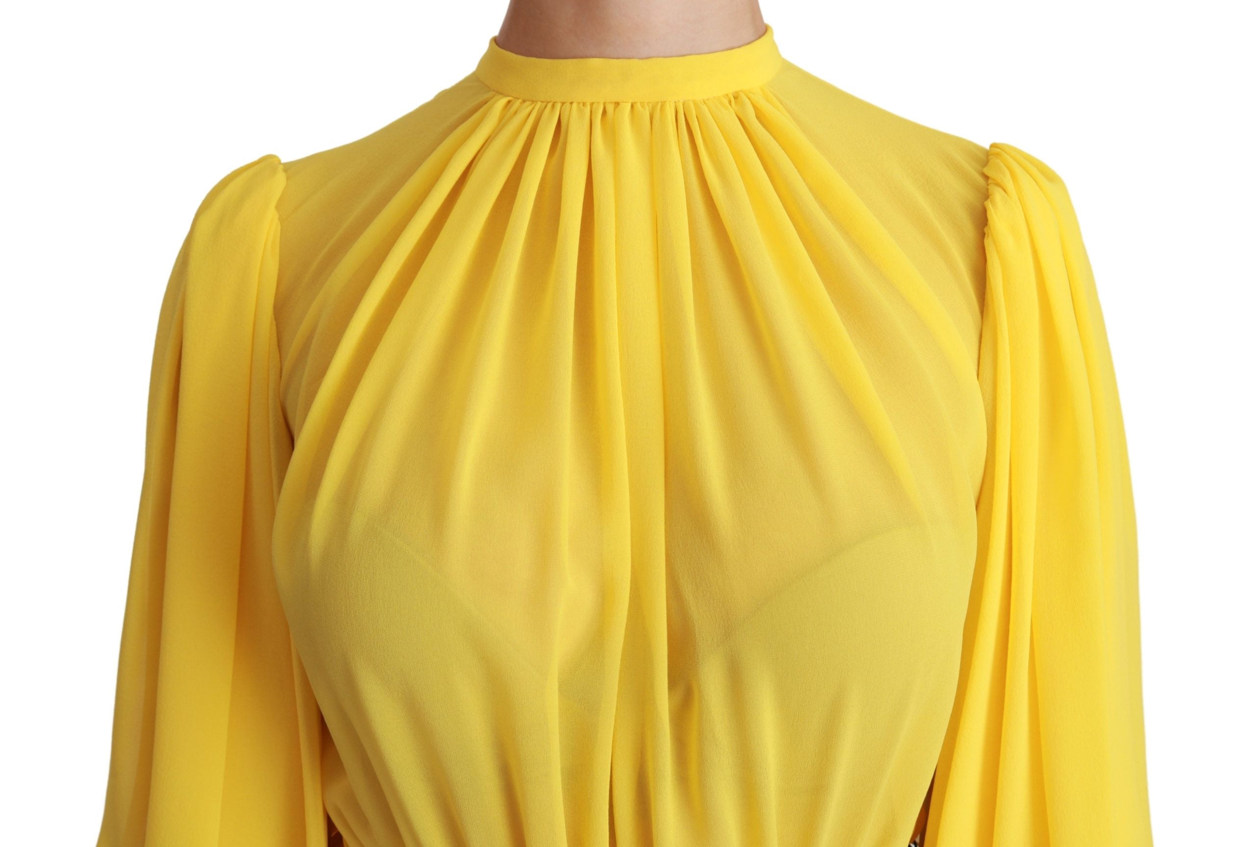 Dolce & Gabbana Silk Pleated A-line Mini Dress in Sunshine Women's Yellow