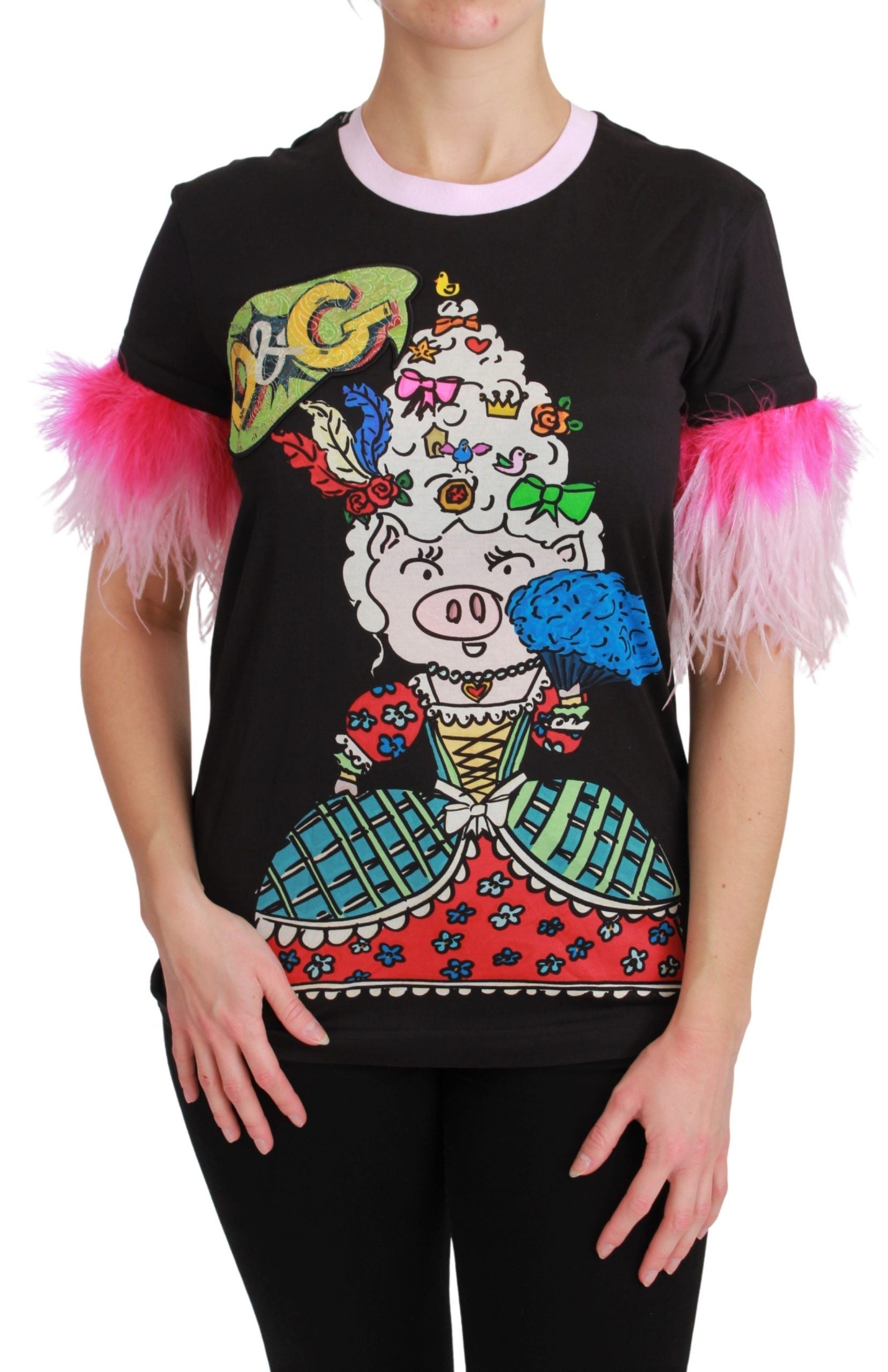 Dolce & Gabbana Chic Crewneck Year of the Pig Motif Women's Tee