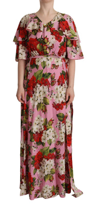 Dolce & Gabbana Pink Floral Silk Stretch Gown Maxi Women's Dress1