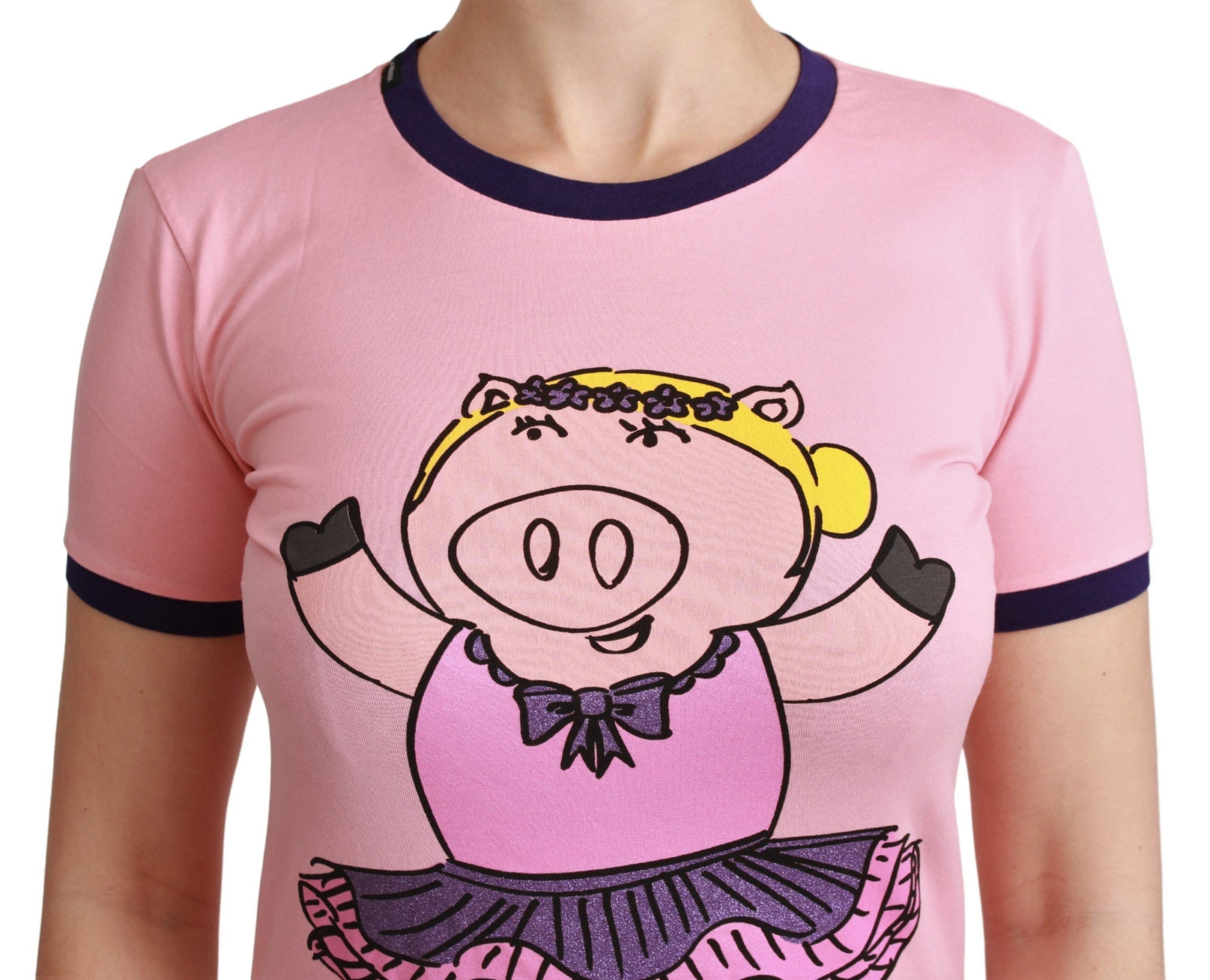 Dolce & Gabbana Pink Crewneck Year of the Pig Women's T-Shirt