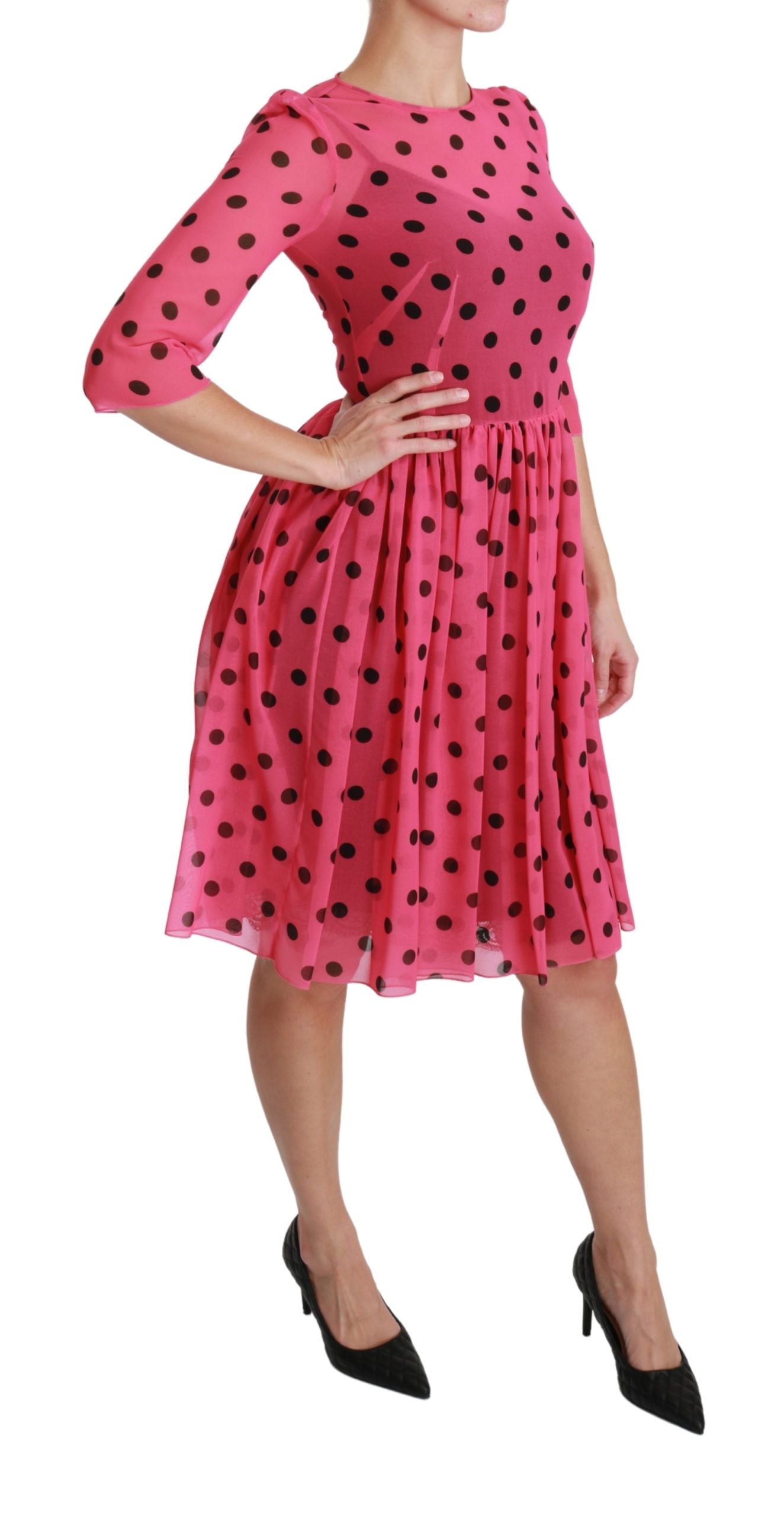 Dolce & Gabbana Elegant Polka Dot A-Line Knee Length Women's Dress