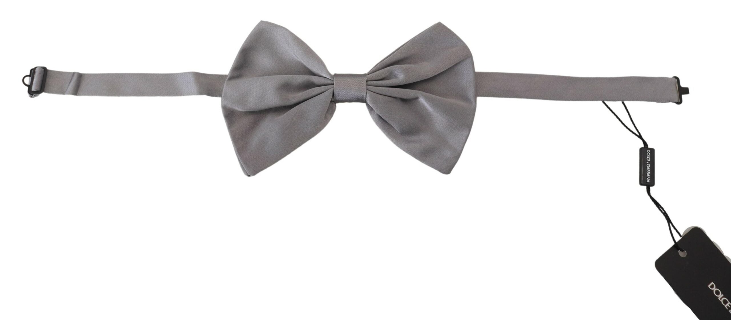 Dolce & Gabbana Elegant Silver Gray Silk Bow Men's Tie