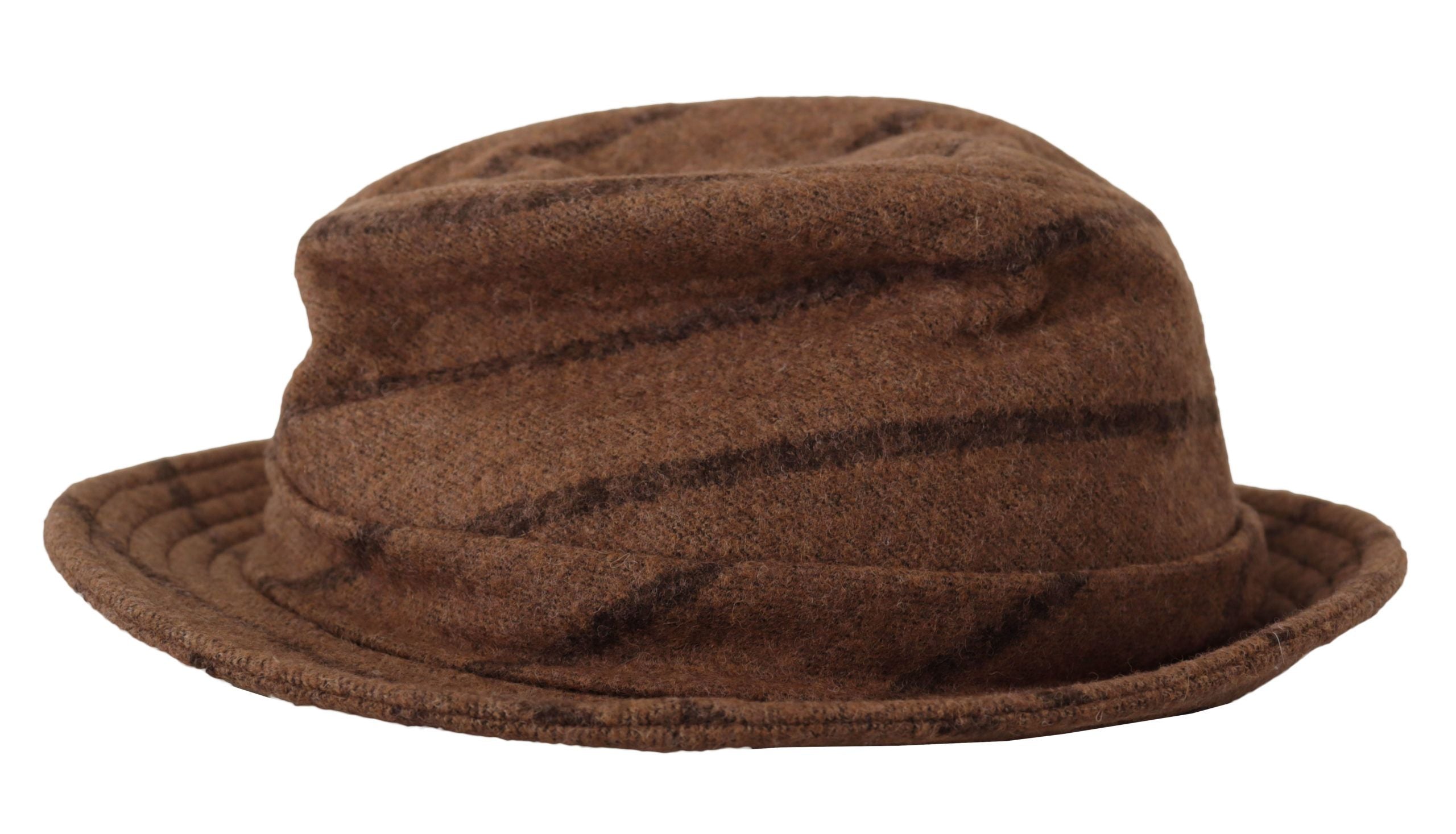 Dolce & Gabbana Brown Fedora Striped Print Summer Women's Hat4