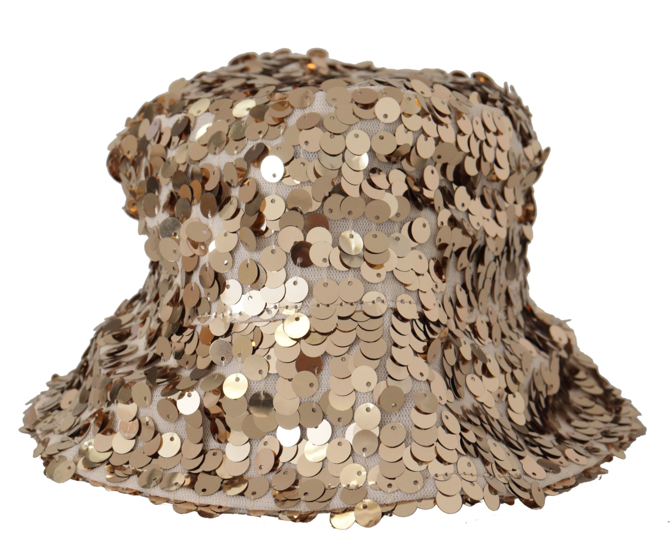 Dolce & Gabbana Elegant Sequined Gold Bucket Women's Hat