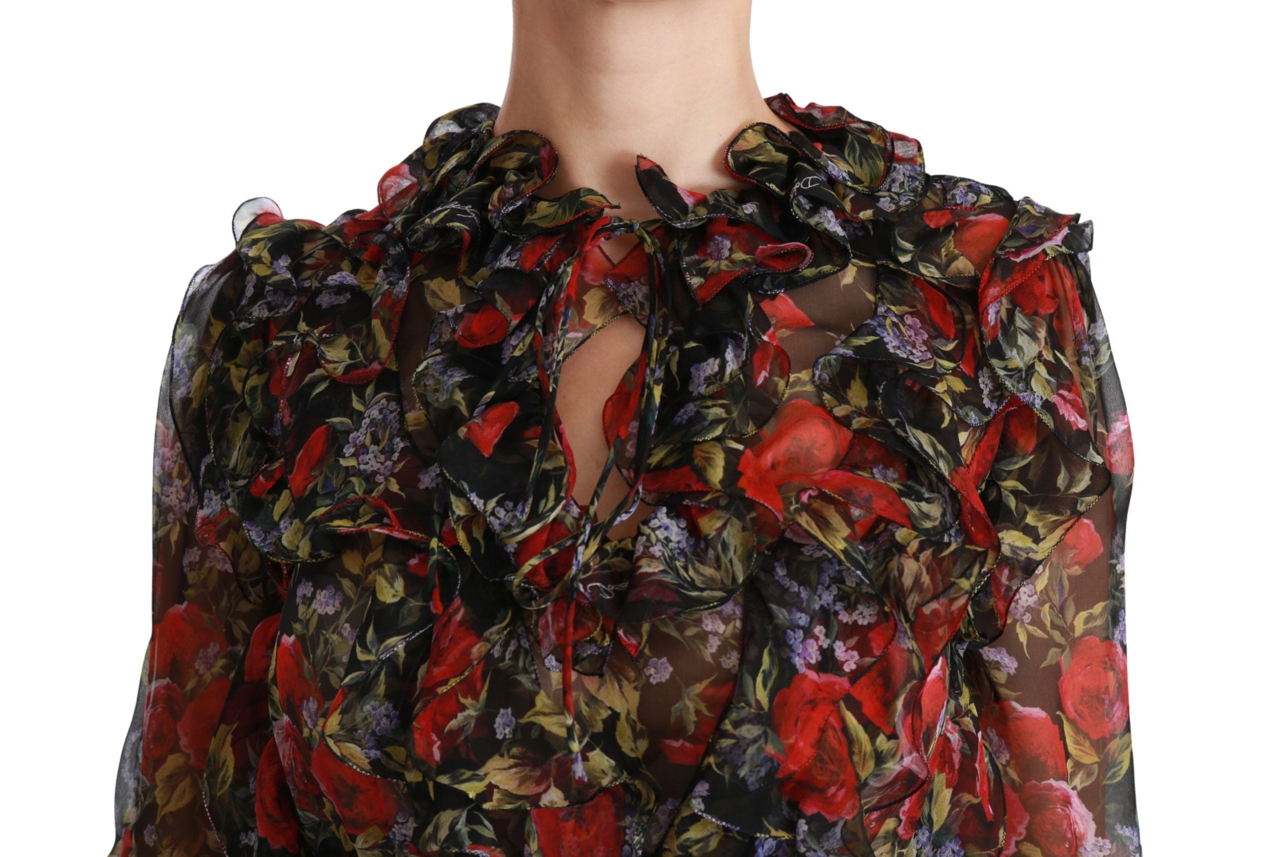 Dolce & Gabbana Elegant Floral Silk Long Sleeve Women's Blouse