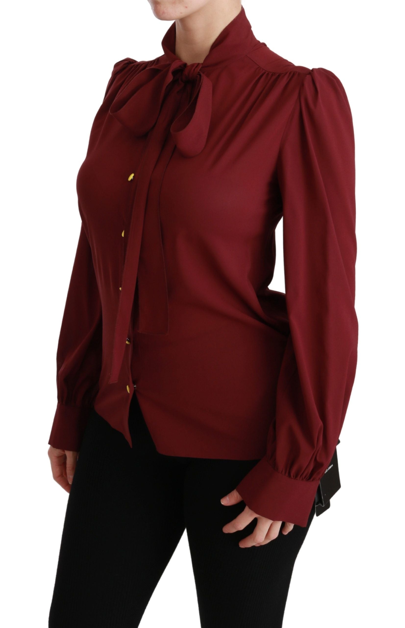 Dolce & Gabbana Elegant Maroon Silk Blend Polo Women's Blouse